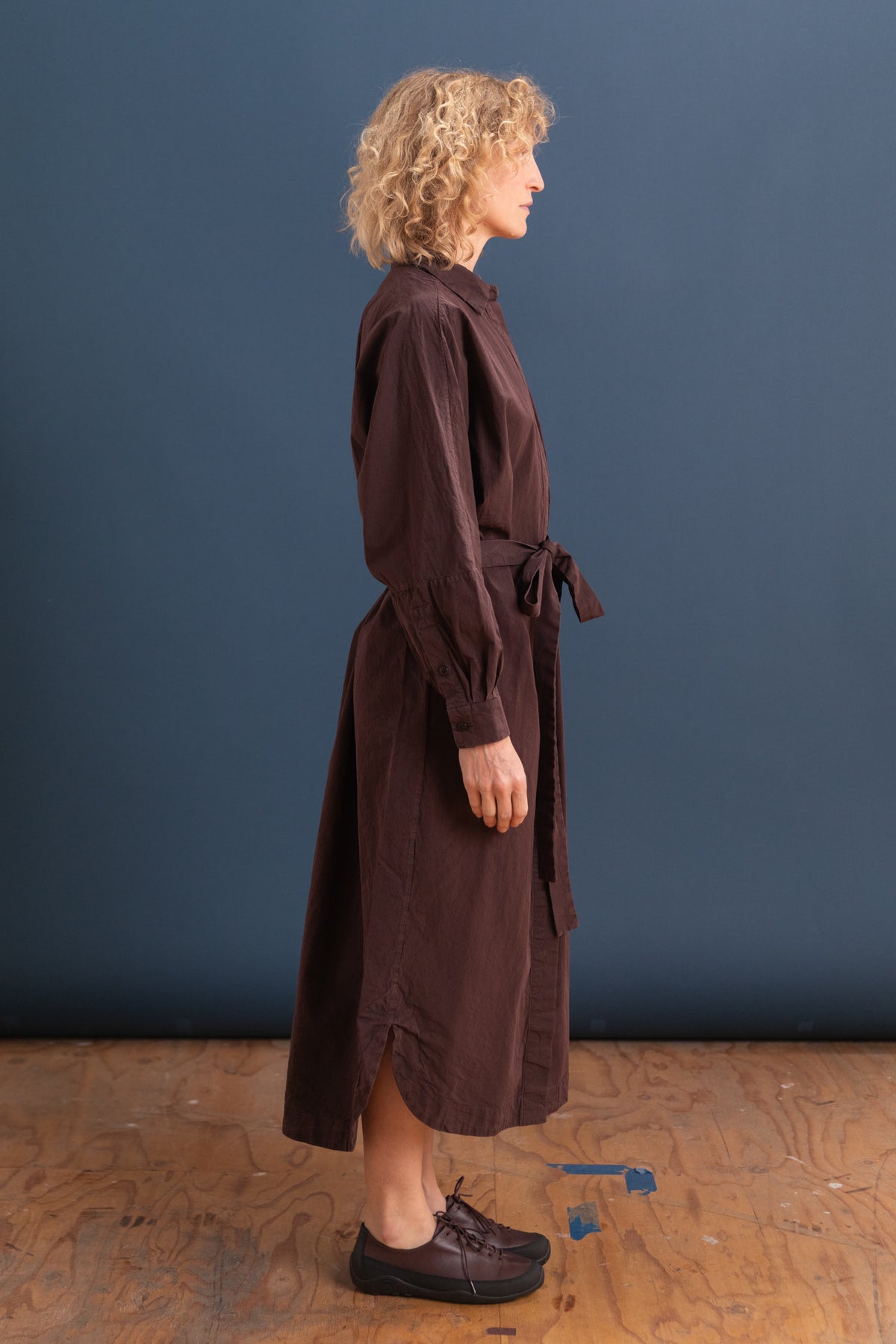 WAGA LONG SLEEVE DRESS IN EBONY PAPER COT