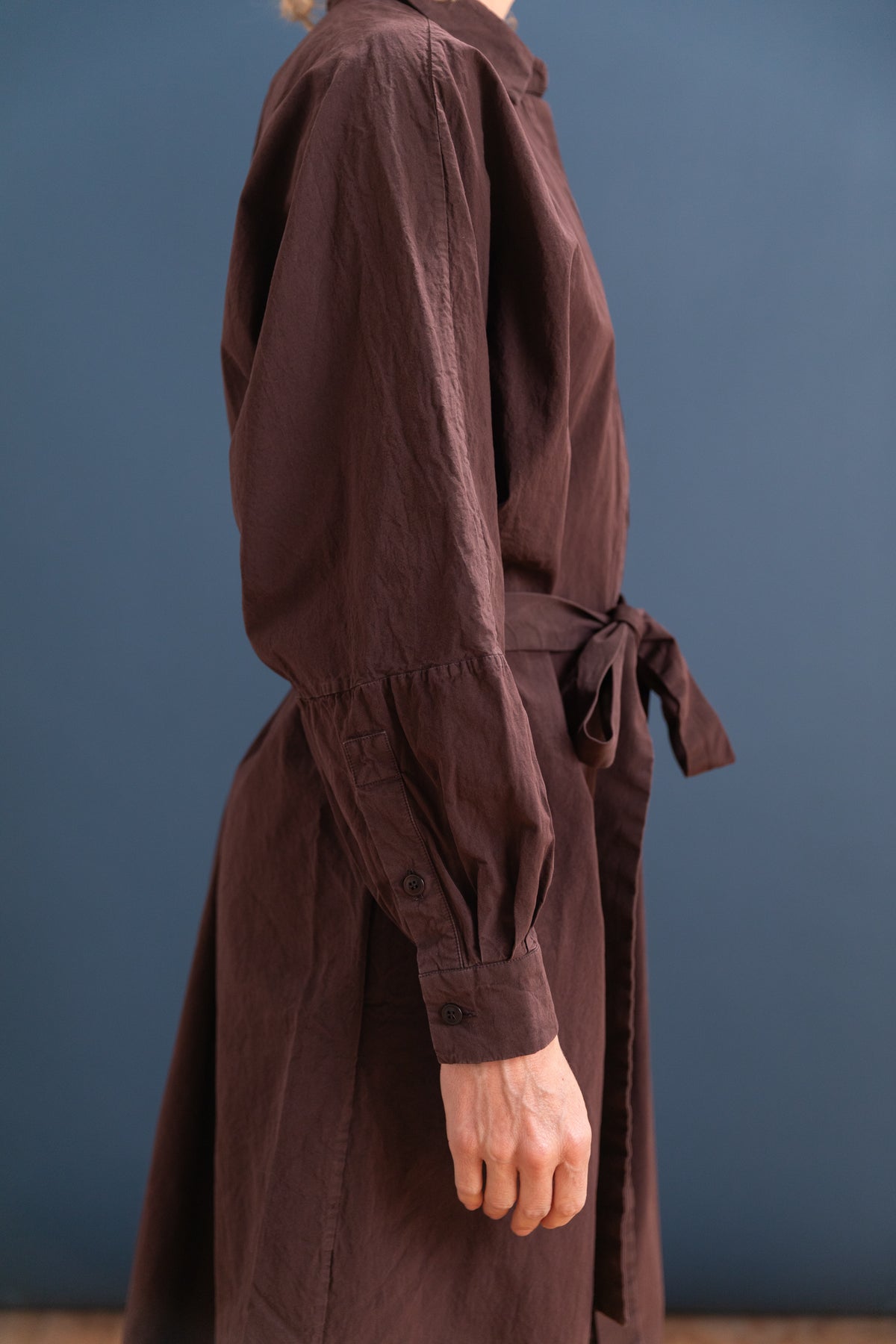 WAGA LONG SLEEVE DRESS IN EBONY PAPER COT