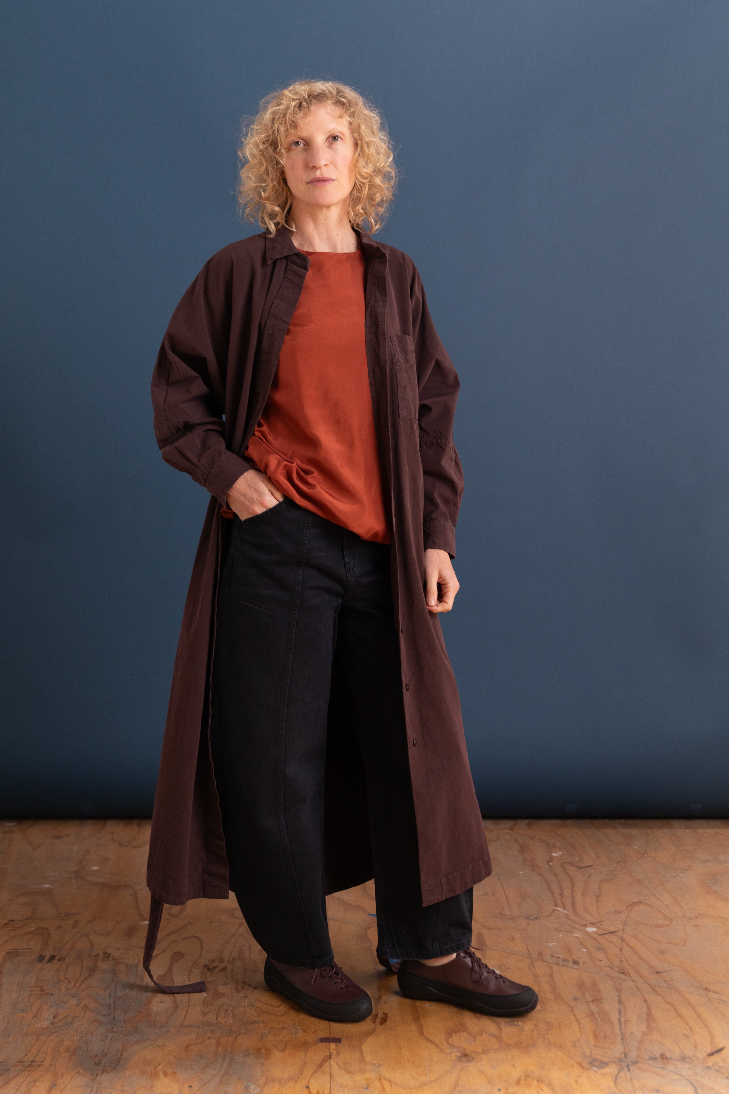 WAGA LONG SLEEVE DRESS IN EBONY PAPER COT