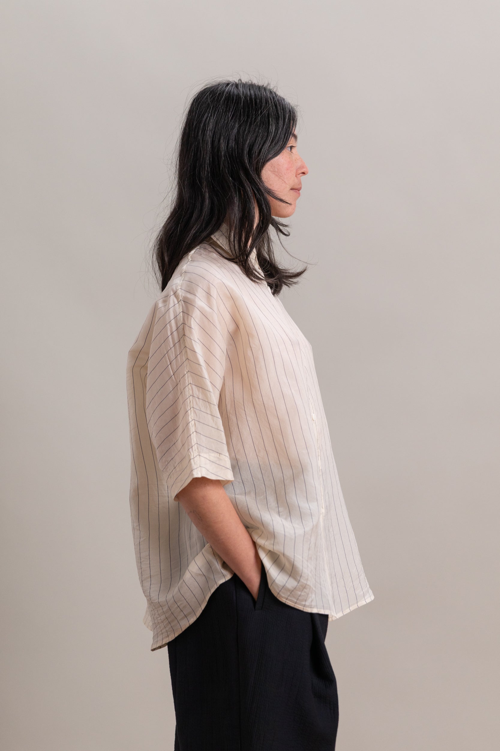 WAGA SHIRT IN TAFFETA SILK STRIPE