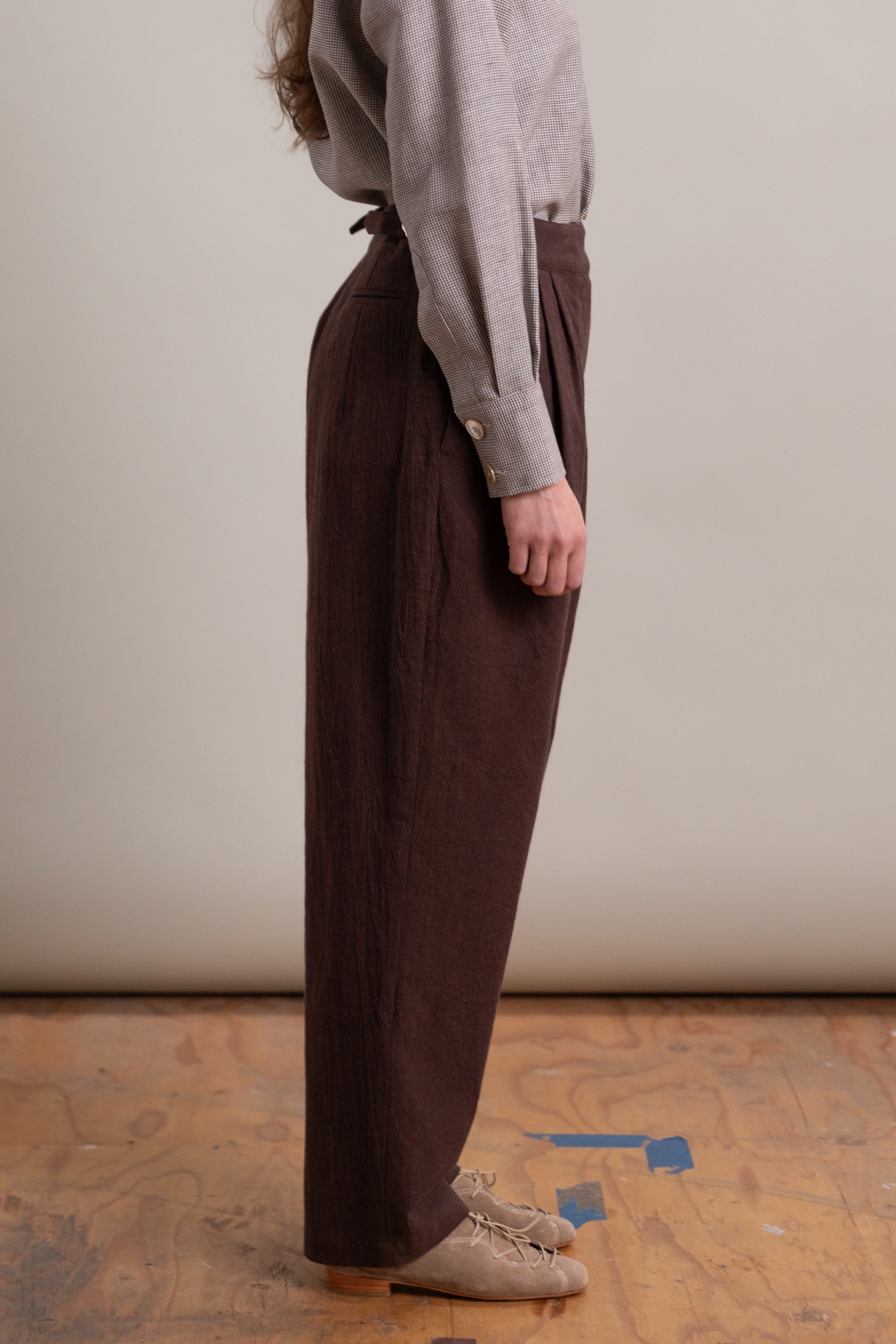 ENYA TROUSER IN FOG PURPLE HIGH TWISTED COTTON POPLIN