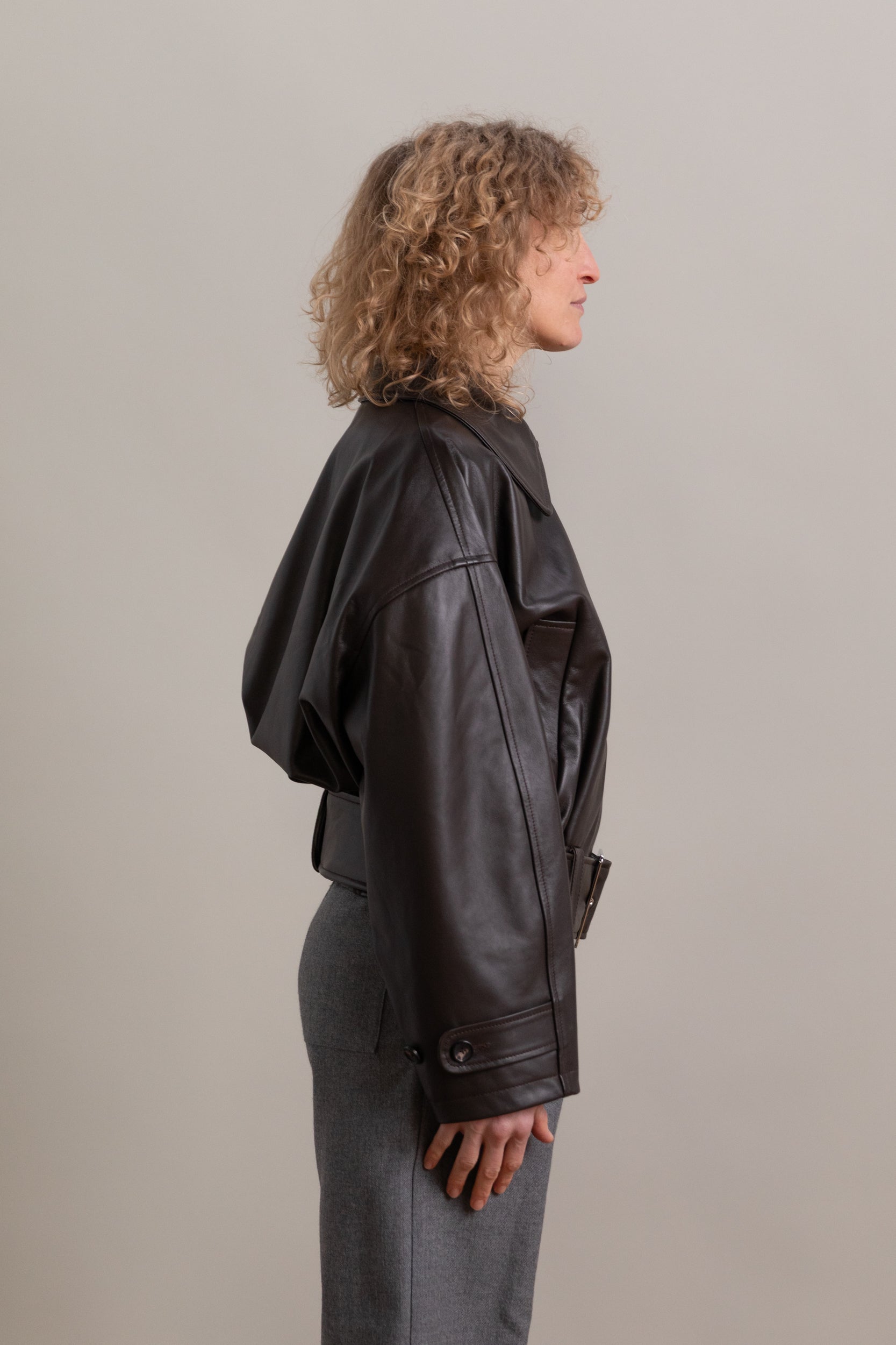NARA JACKET IN CHOCOLATE NAPA LEATHER