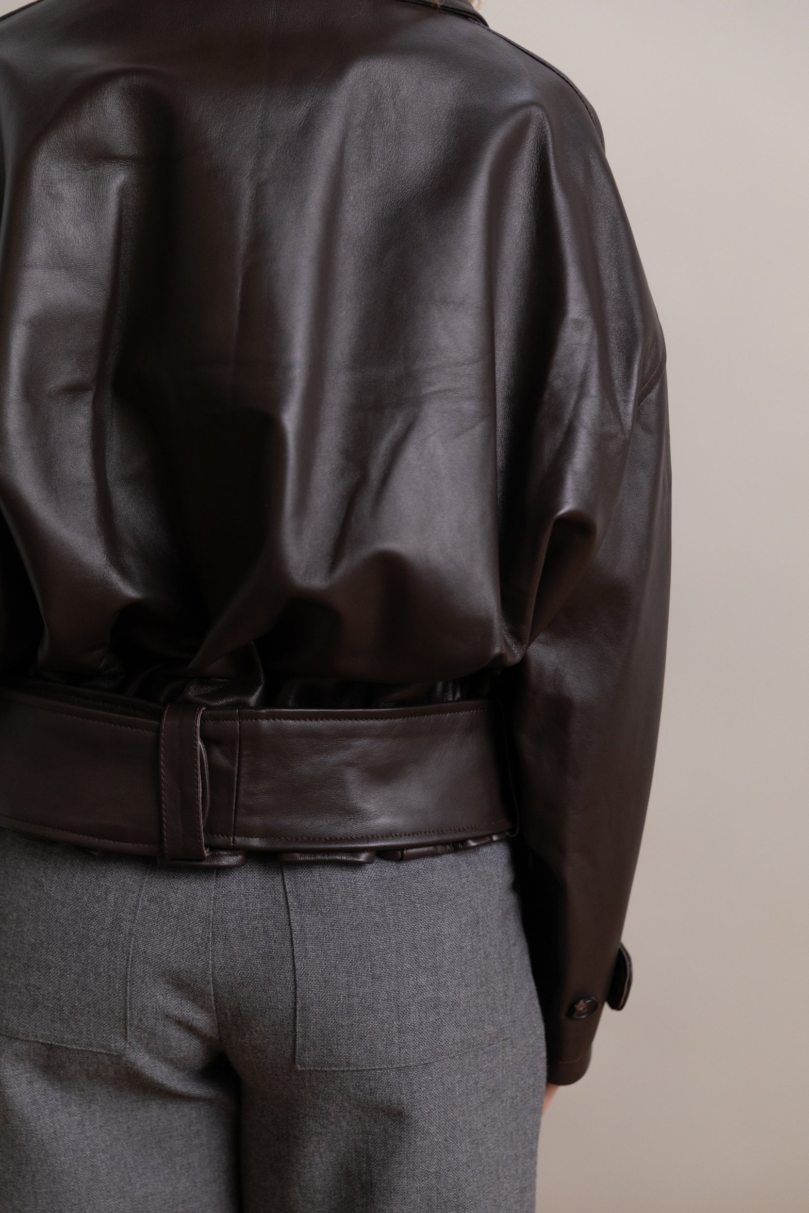 NARA JACKET IN CHOCOLATE NAPA LEATHER