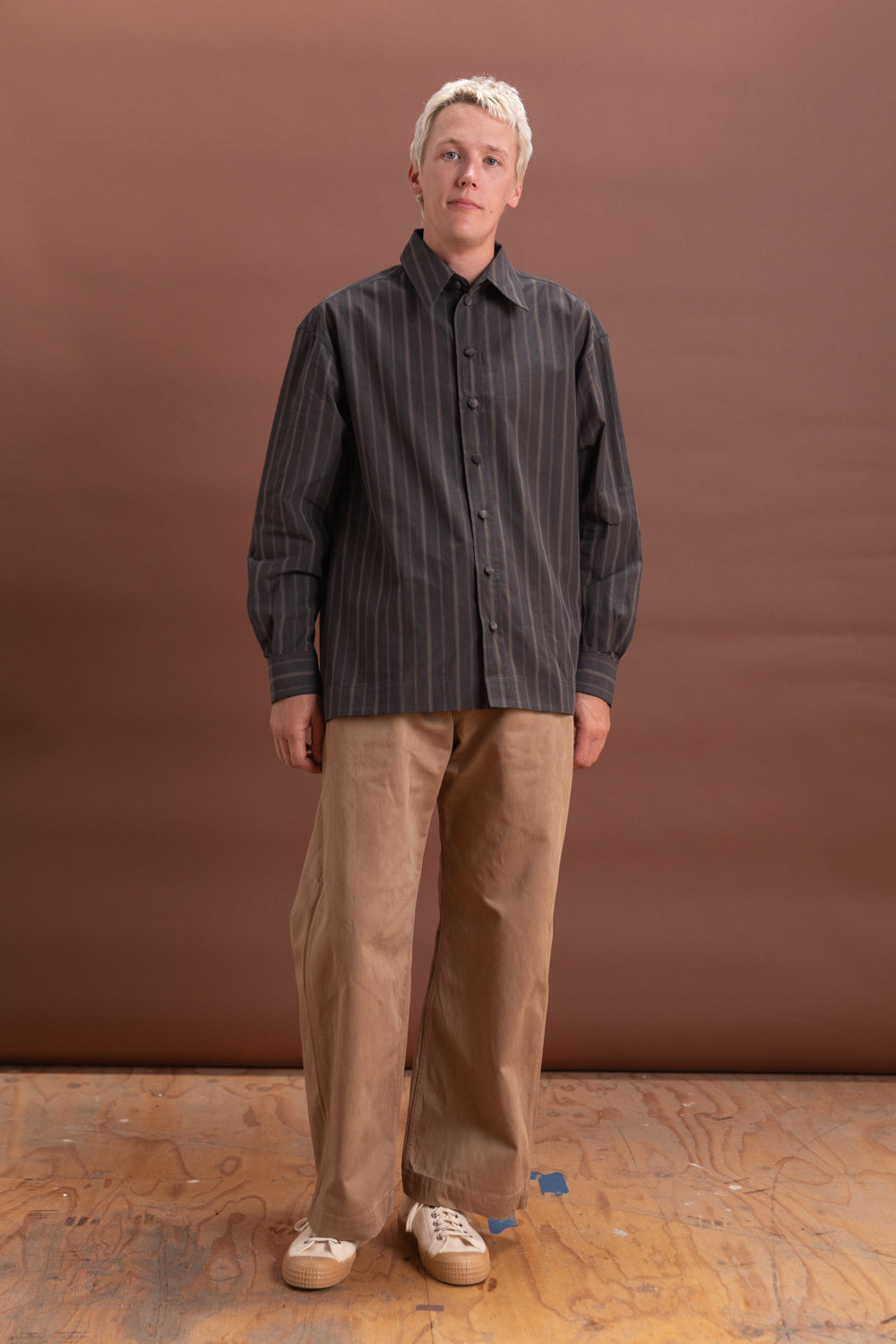 PLAYERS SHIRT IN GREY JAPANESE MUGWASHER STRIPE