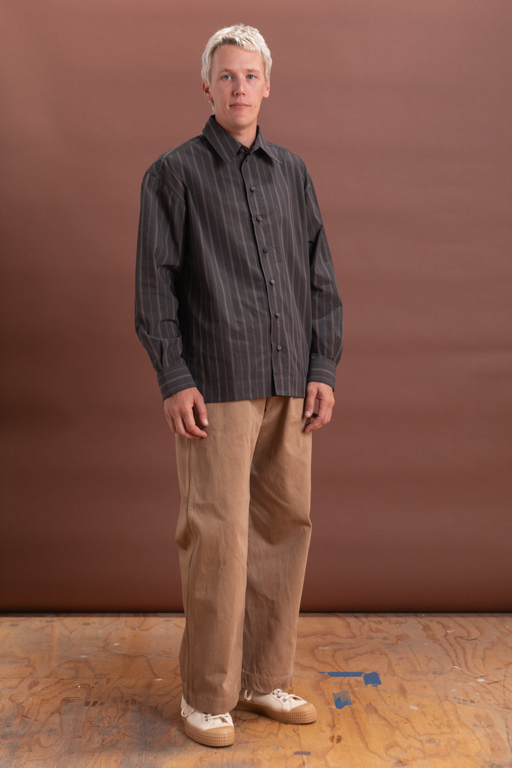 PLAYERS SHIRT IN GREY JAPANESE MUGWASHER STRIPE