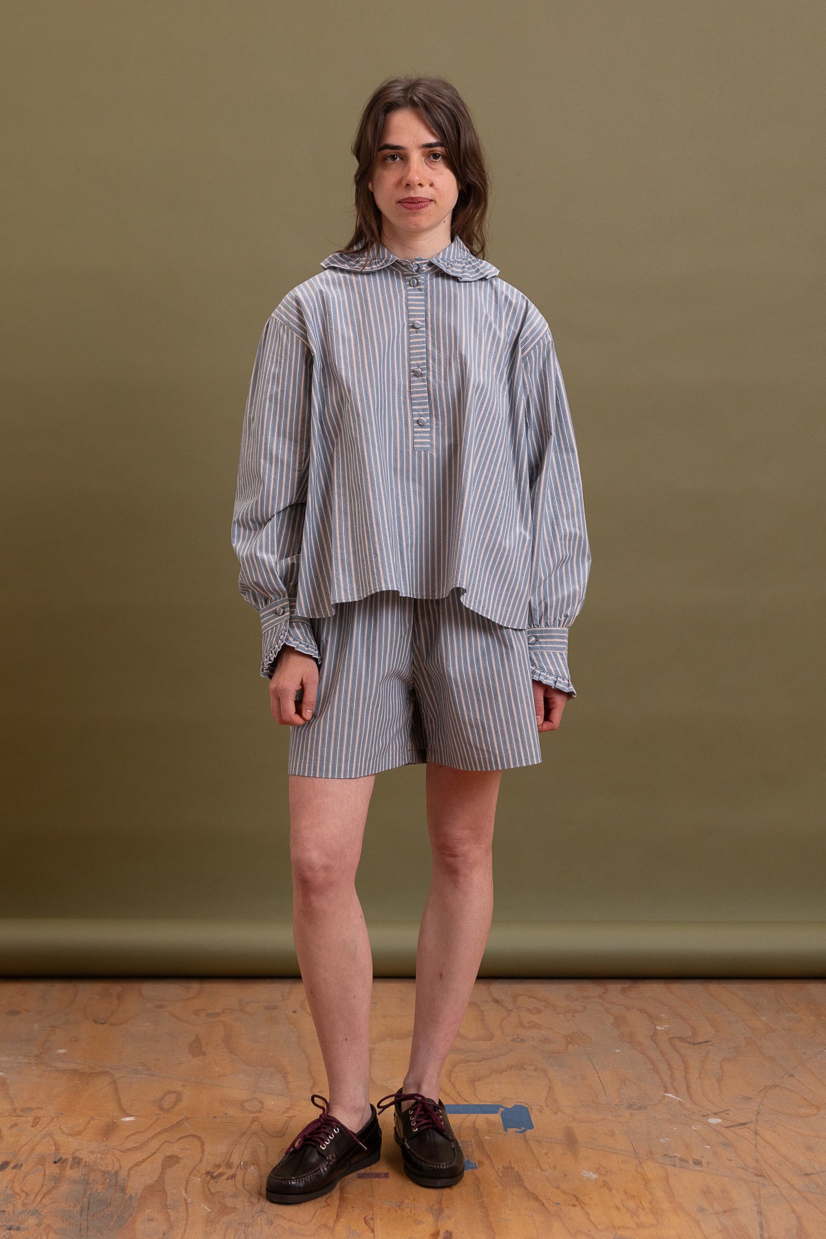 BROOKES SHIRT IN BLUE/BROWN STRIPE