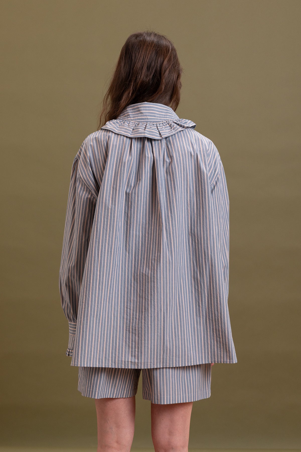 BROOKES SHIRT IN BLUE/BROWN STRIPE