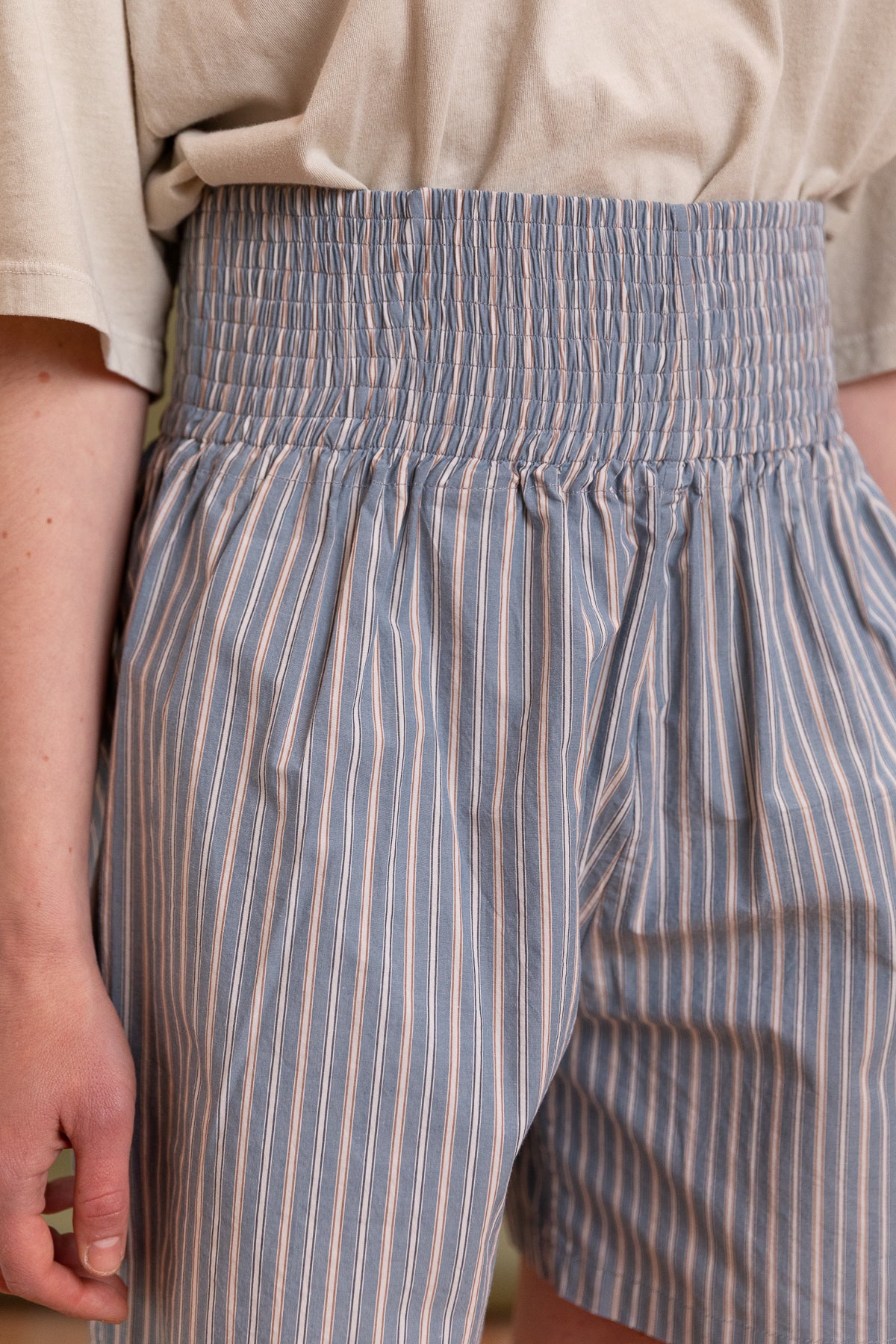 BONNIE BOXER SHORT IN BLUE/BROWN STRIPE