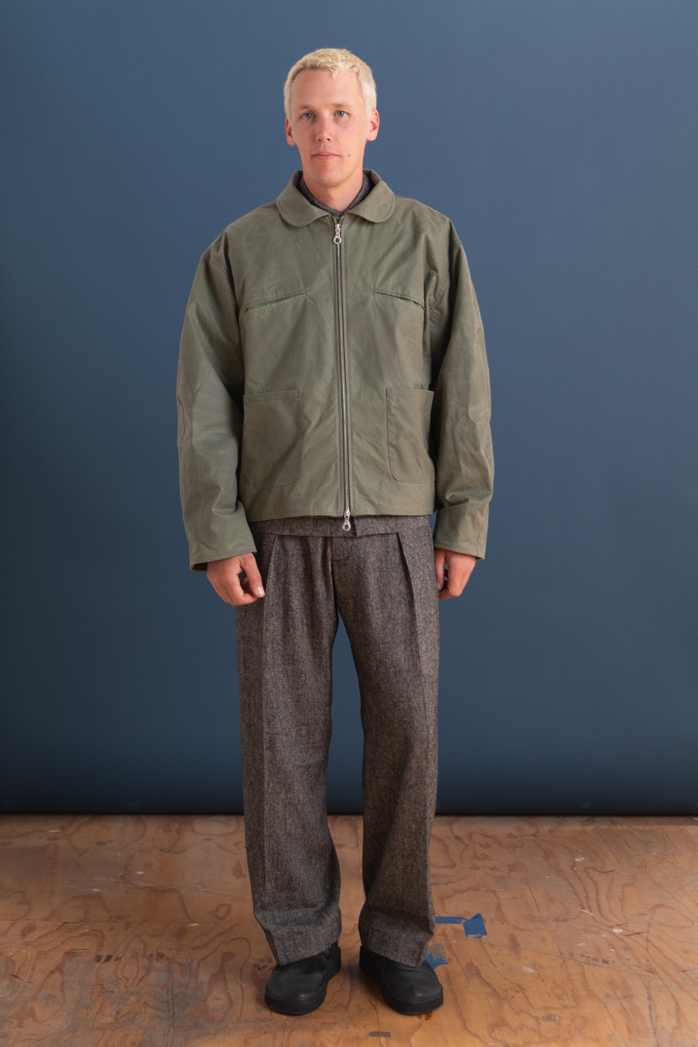 BRITISH WAXED COTTON FLYING JACKET IN SAGE