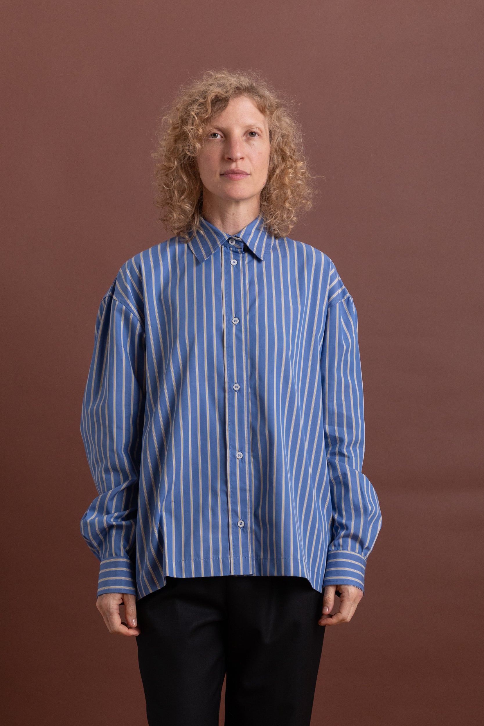 DENNIS SHIRT IN BLUE JAPANESE STRIPED SHIRTING