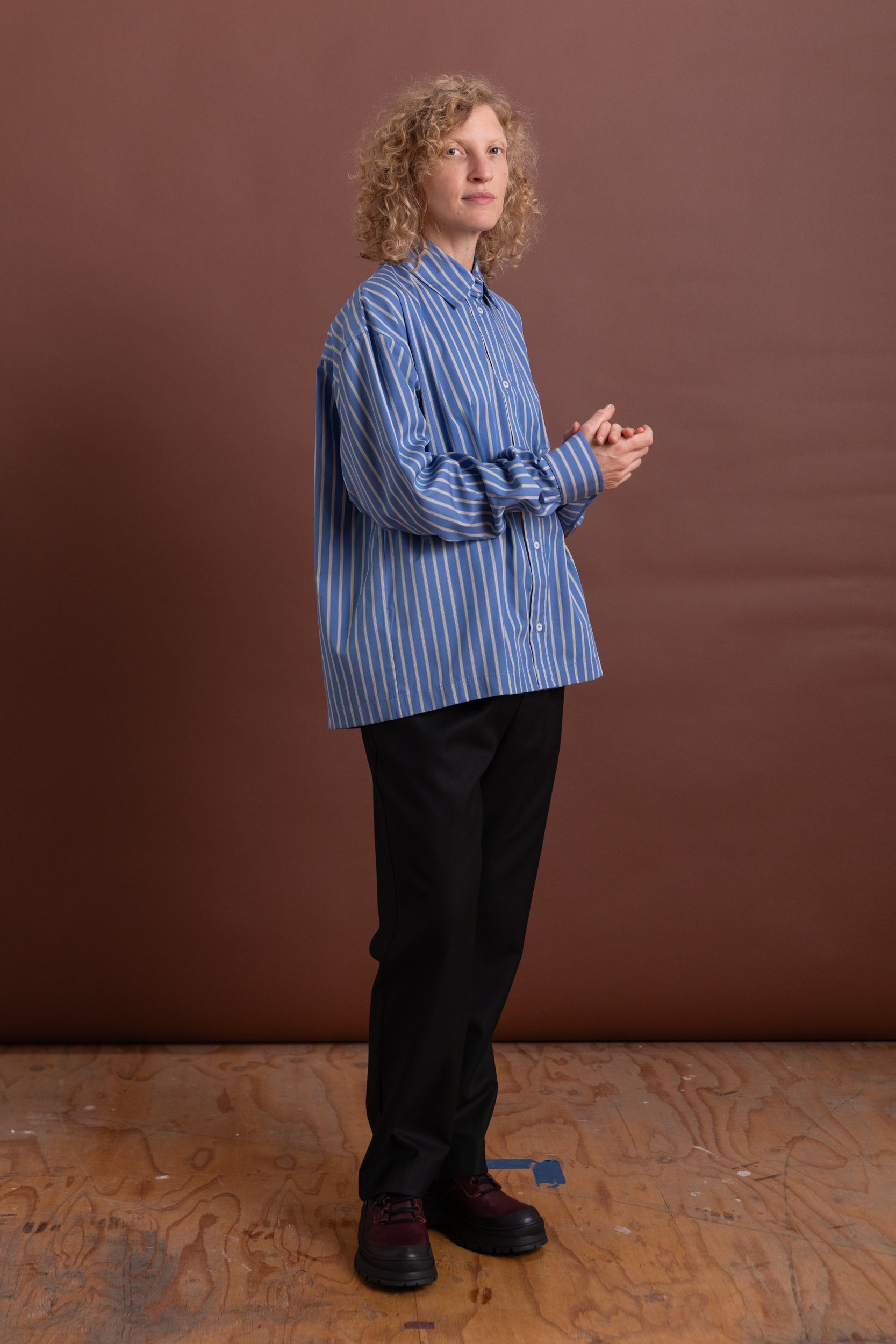 DENNIS SHIRT IN BLUE JAPANESE STRIPED SHIRTING