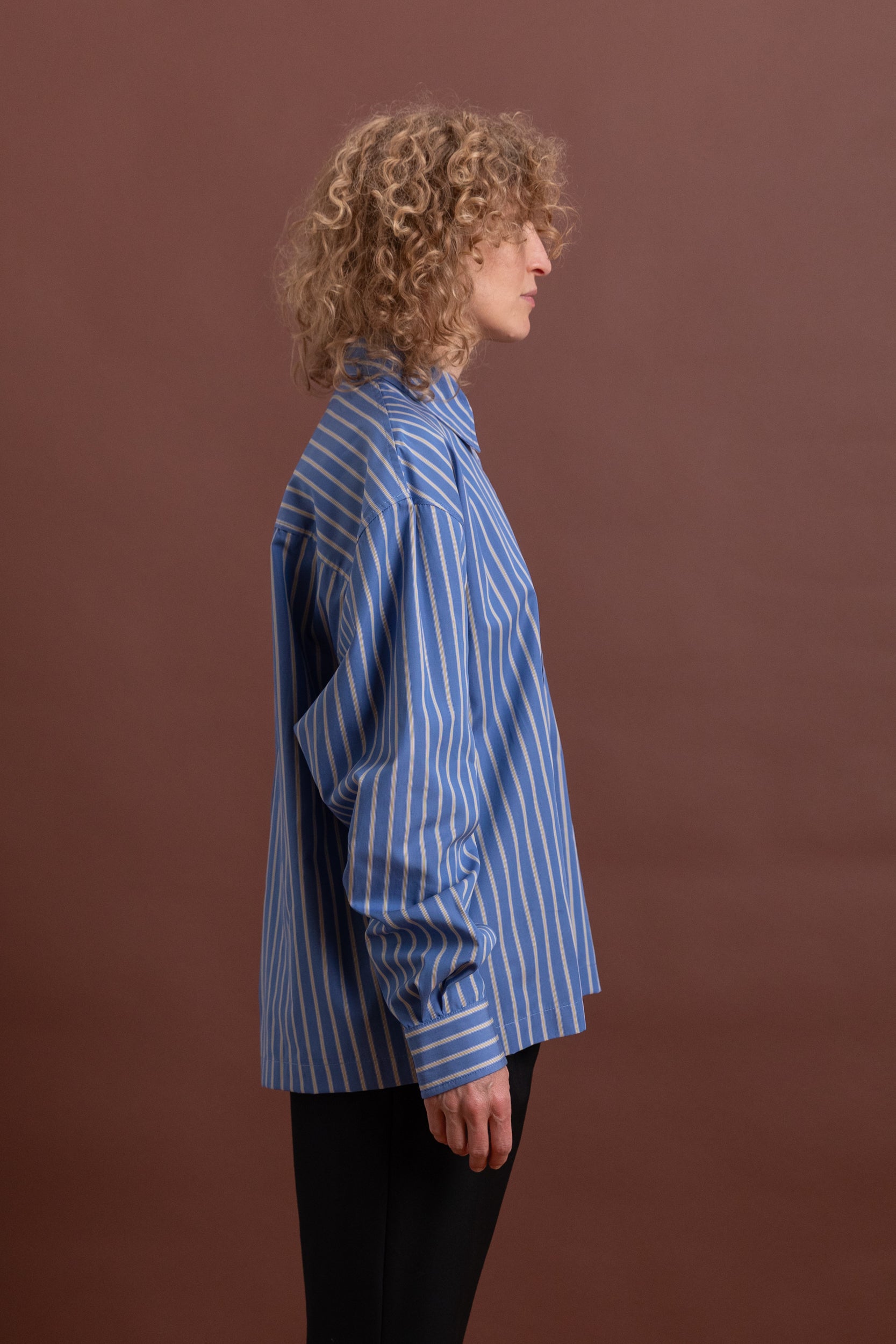 DENNIS SHIRT IN BLUE JAPANESE STRIPED SHIRTING