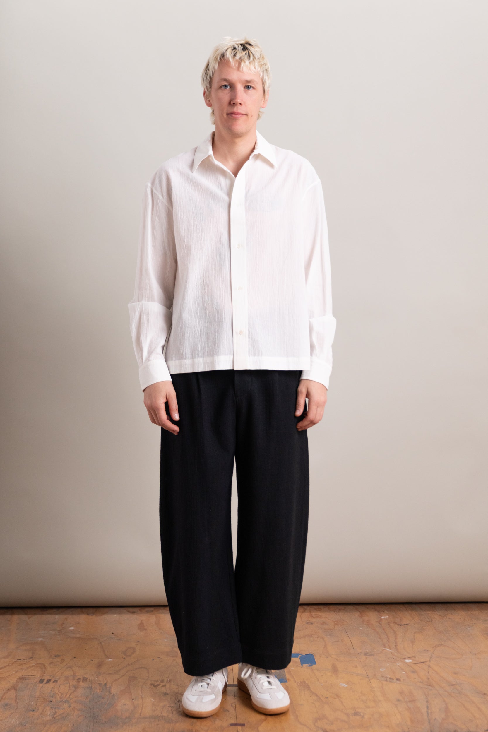 DENNIS SHIRT IN WHITE JAPANESE DOBBY CHAMBRAY COTTON
