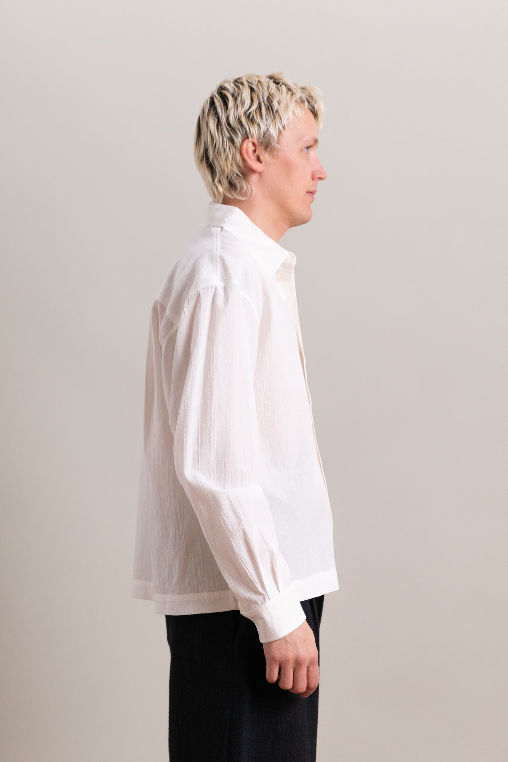 DENNIS SHIRT IN WHITE JAPANESE DOBBY CHAMBRAY COTTON
