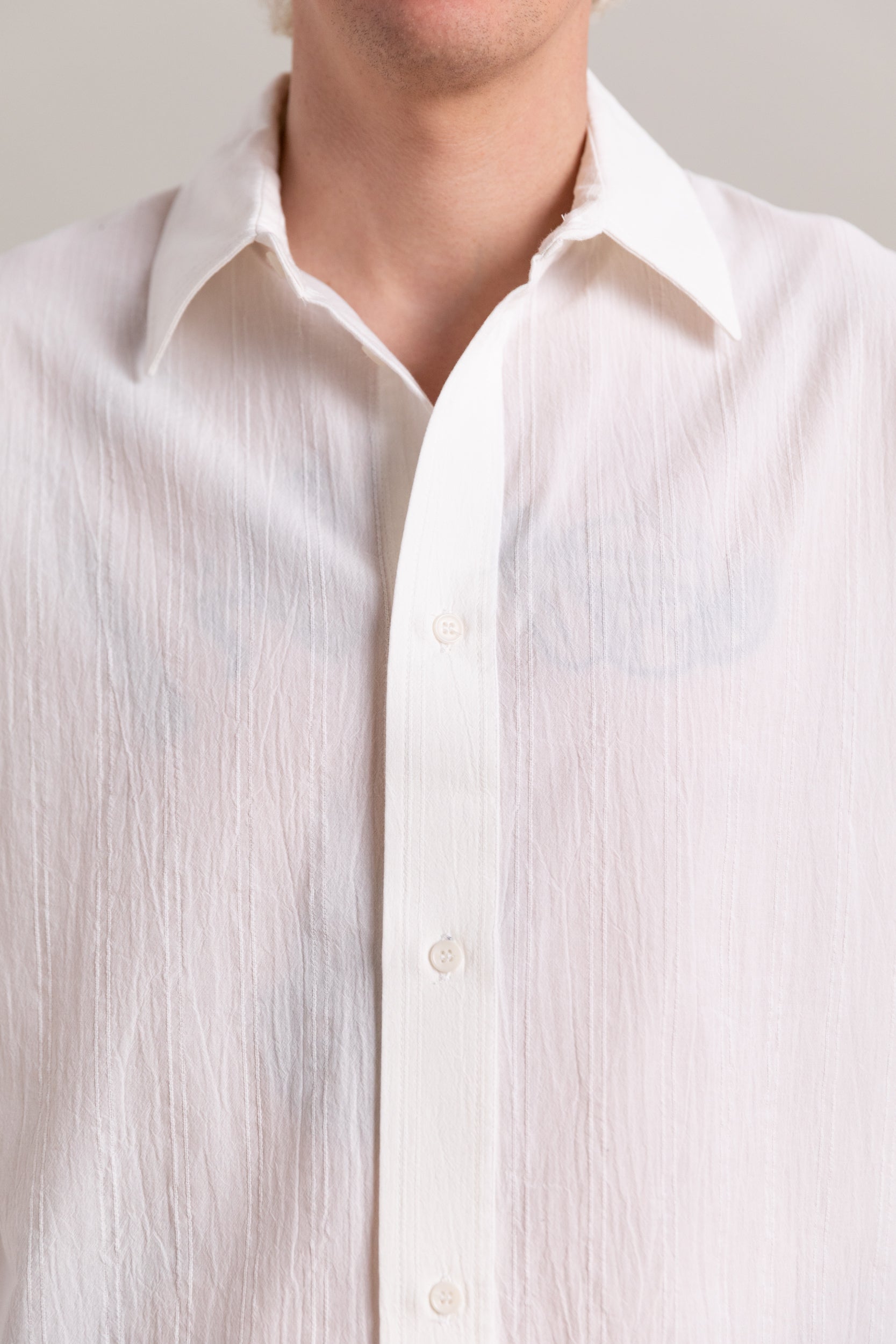DENNIS SHIRT IN WHITE JAPANESE DOBBY CHAMBRAY COTTON