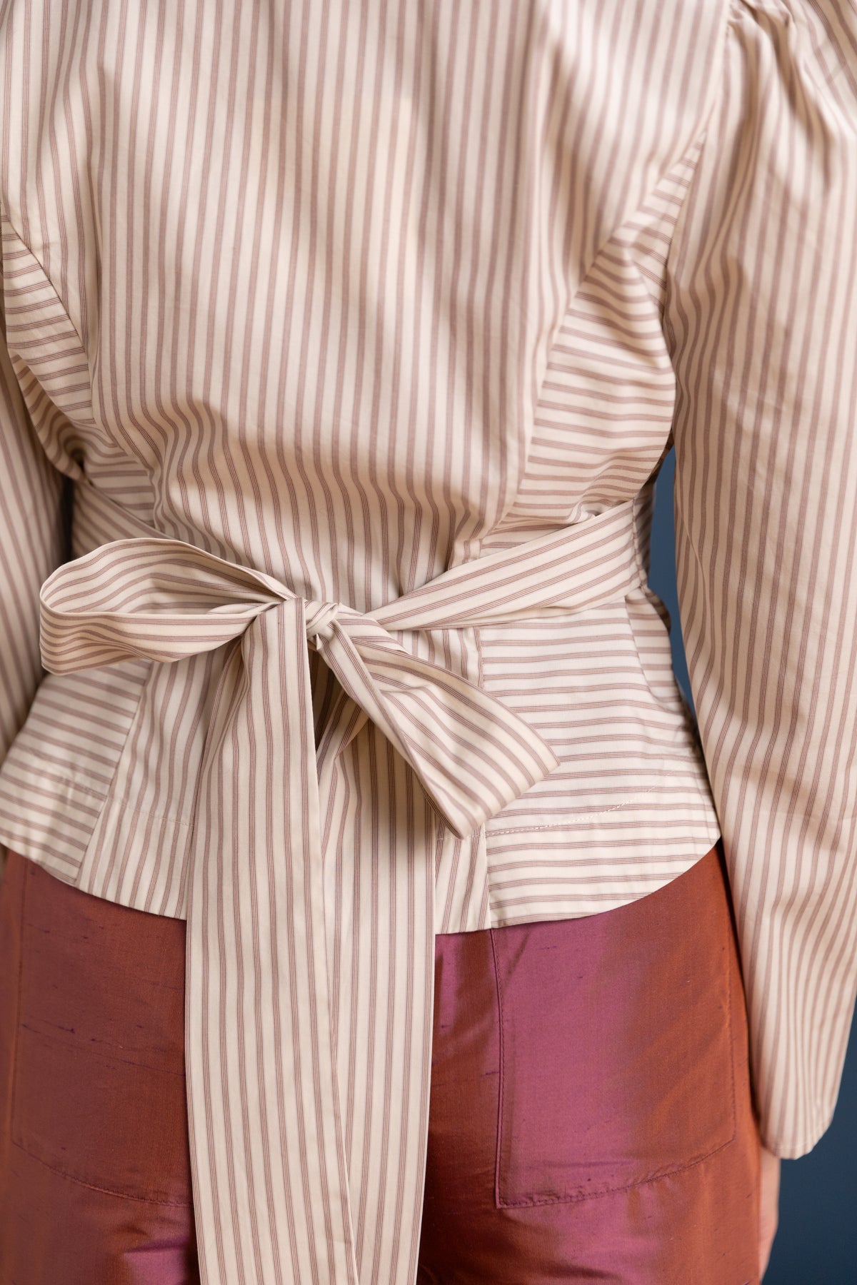 ELIZA PUFF SLEEVE SHIRT IN JAPANESE STRIPED COTTON