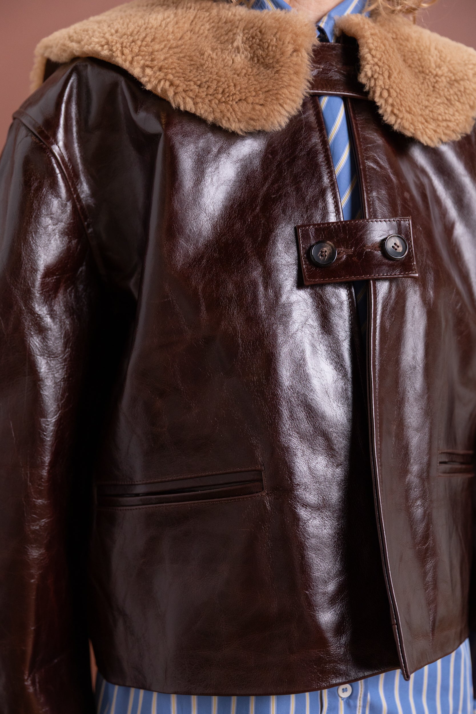 ELLIE JACKET IN CANADA BROWN LEATHER