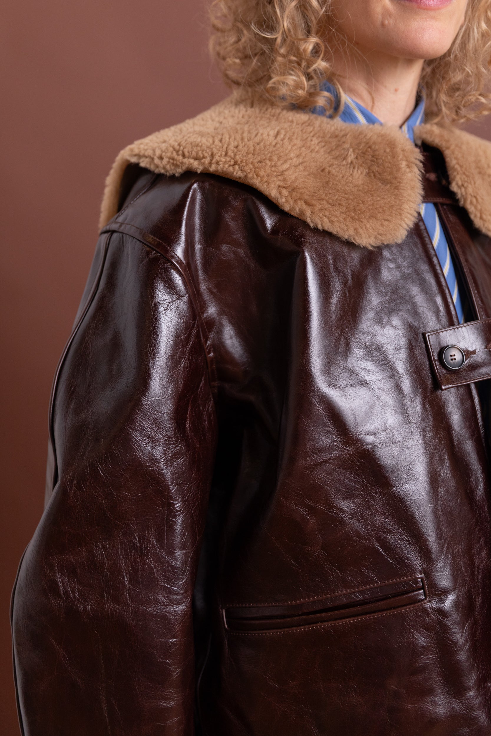 ELLIE JACKET IN CANADA BROWN LEATHER