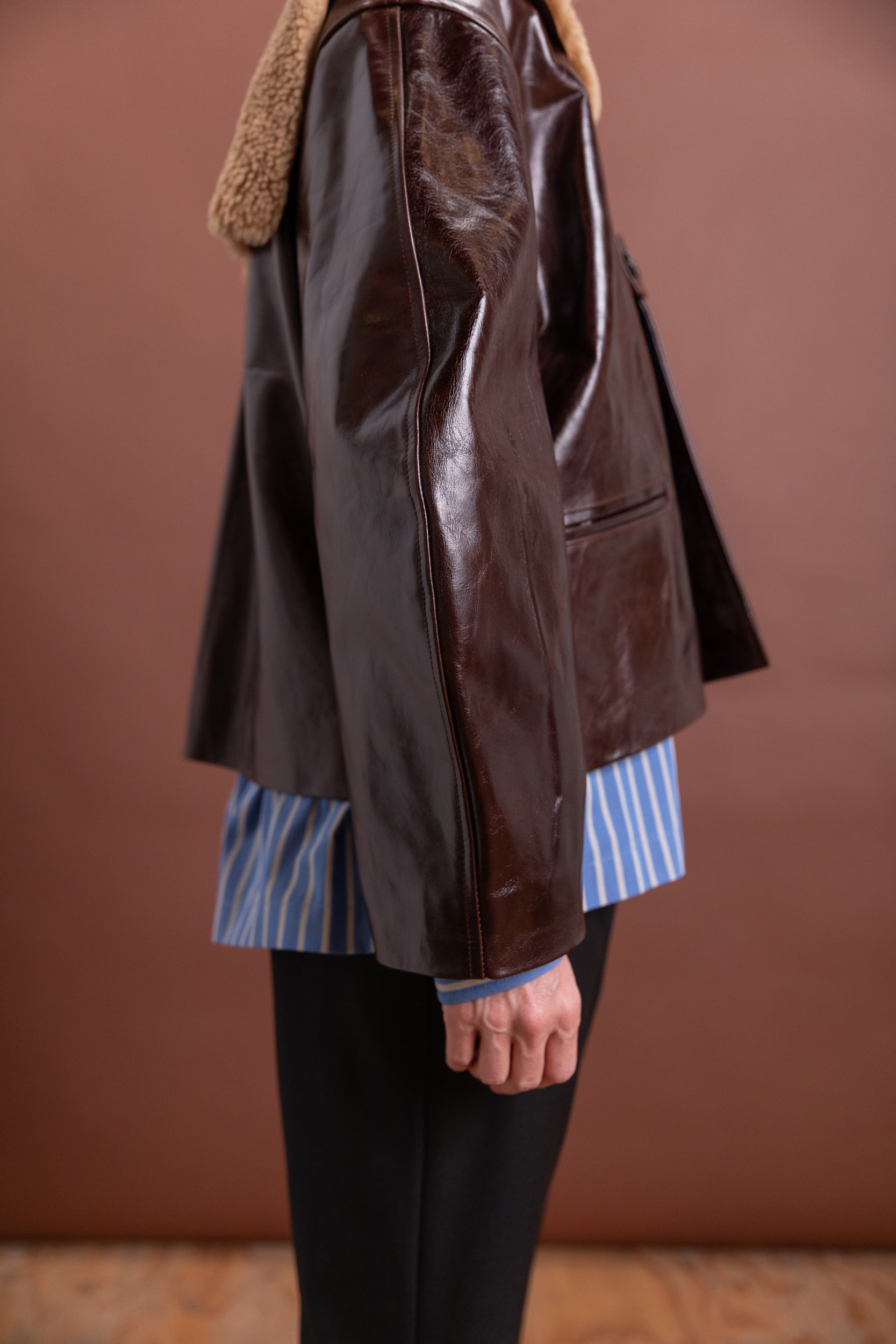 ELLIE JACKET IN CANADA BROWN LEATHER