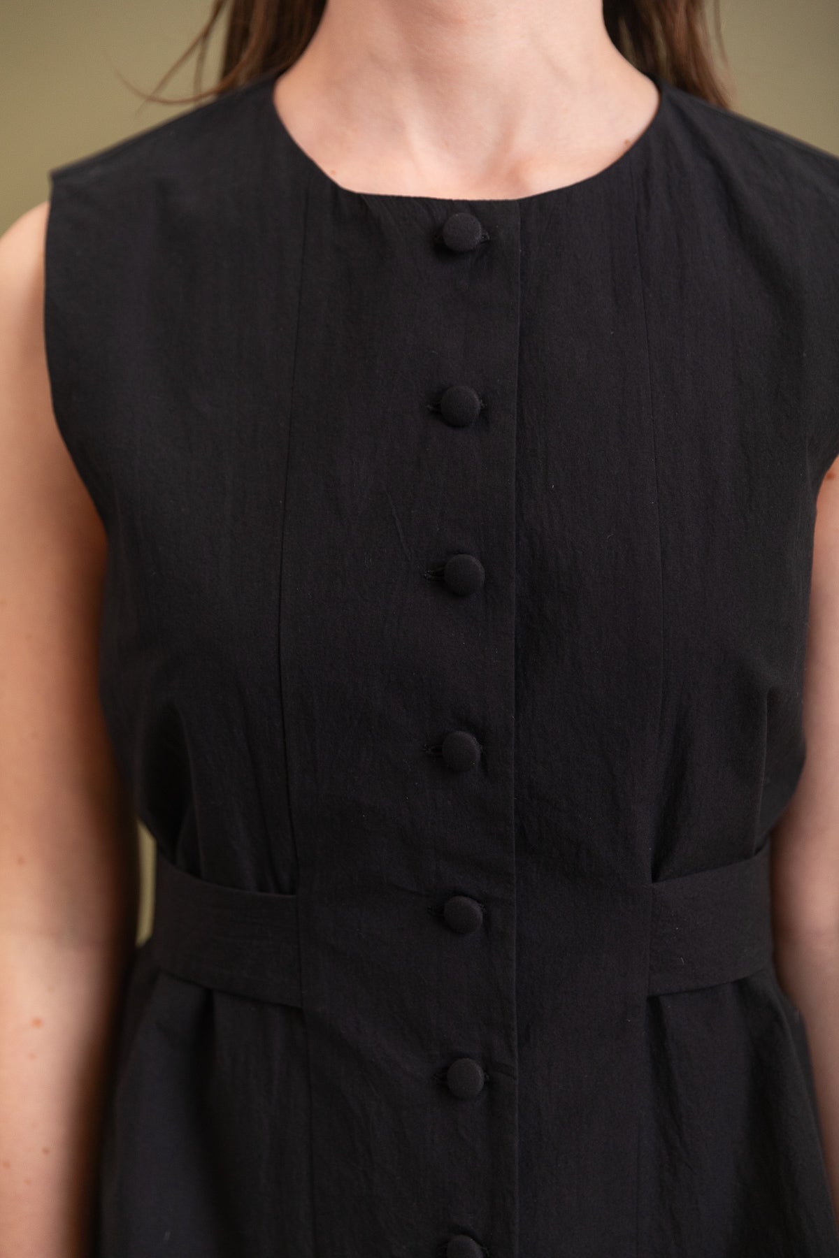 FLO WAISTCOAT IN BLACK JAPANESE COTTON