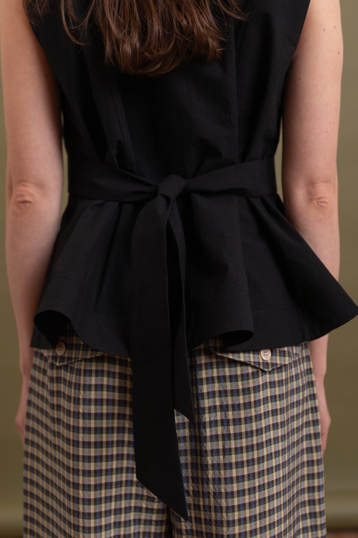 FLO WAISTCOAT IN BLACK JAPANESE COTTON