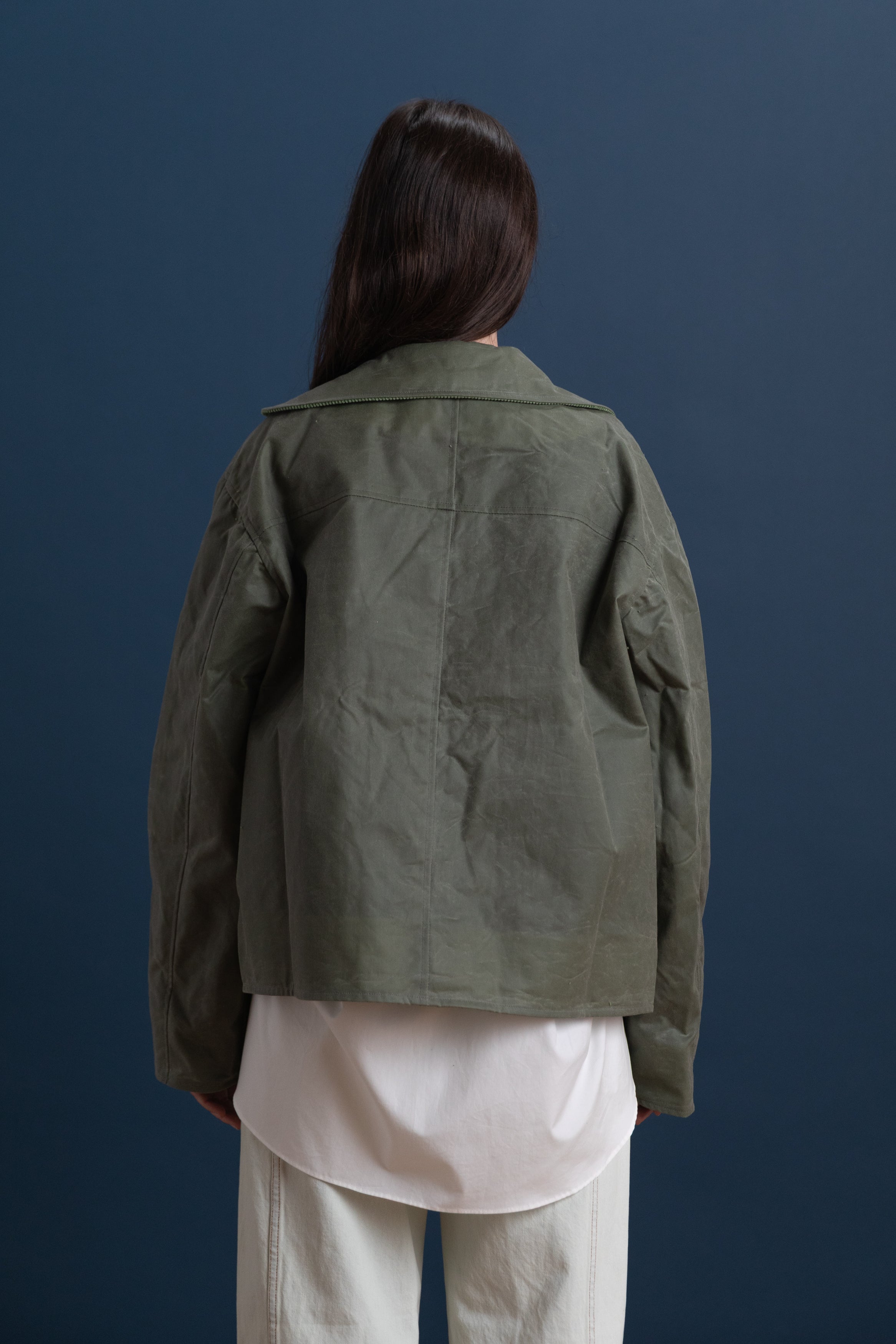 BRITISH WAXED COTTON FLYING JACKET IN SAGE