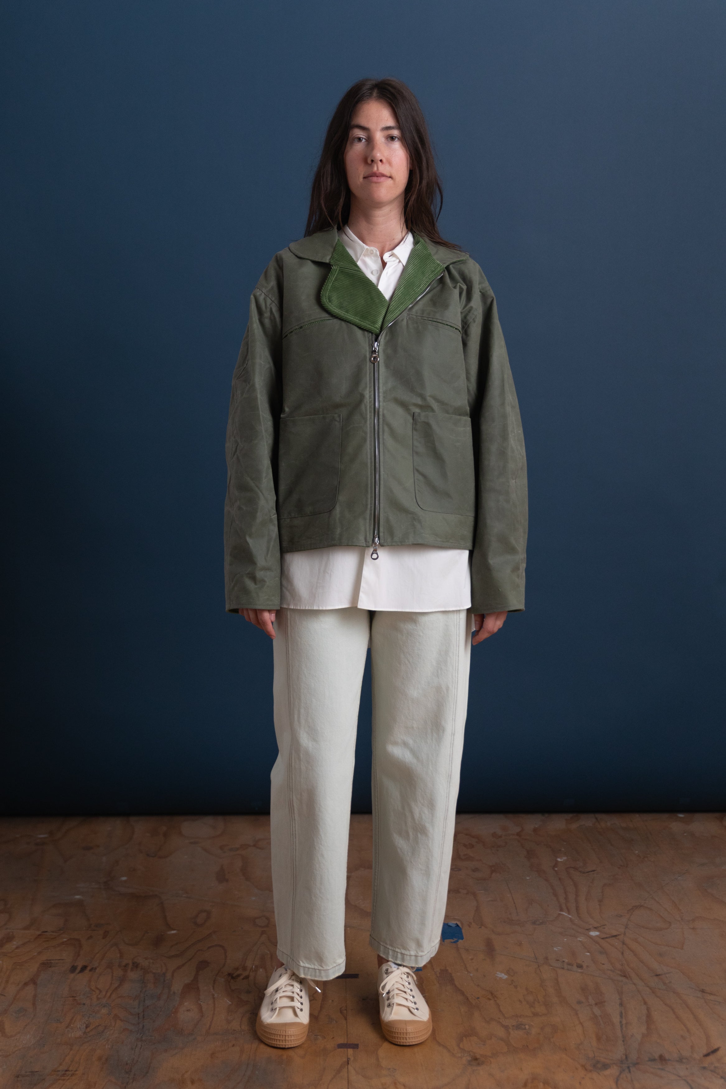 BRITISH WAXED COTTON FLYING JACKET IN SAGE