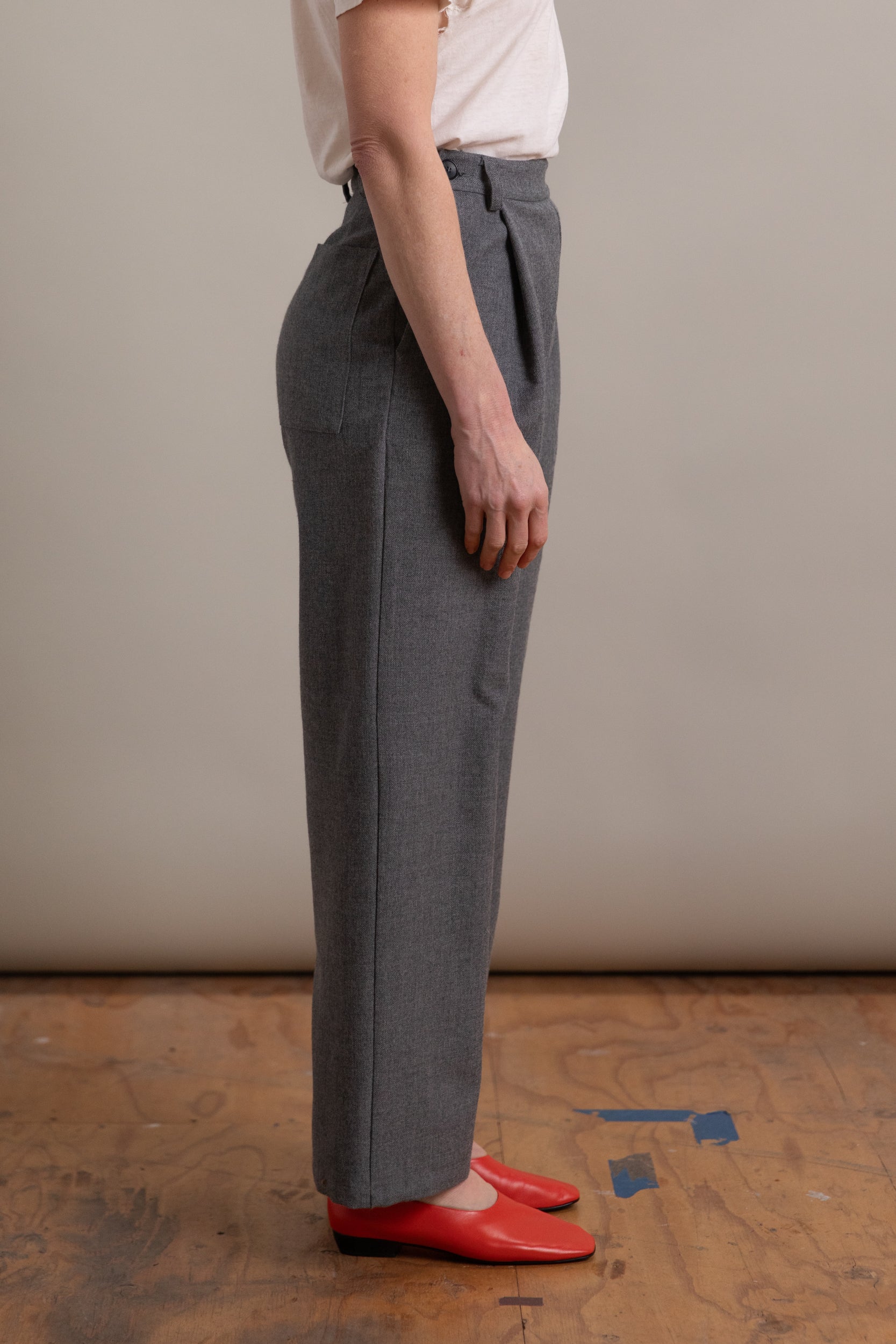 GEORGIA TROUSER IN LIGHT GREY BRITISH WOOL