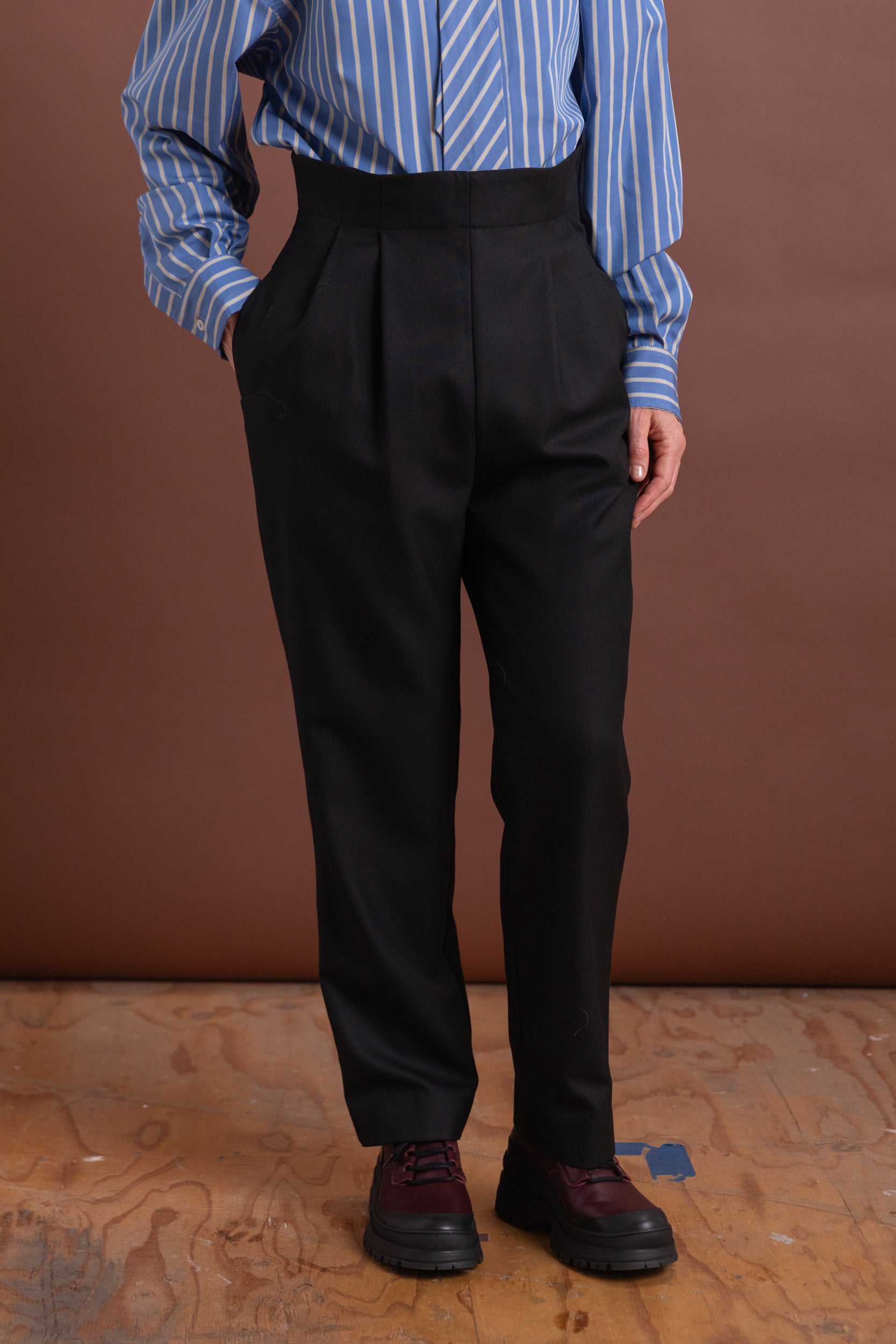 MABEL TROUSER IN BLACK BRITISH WOOL