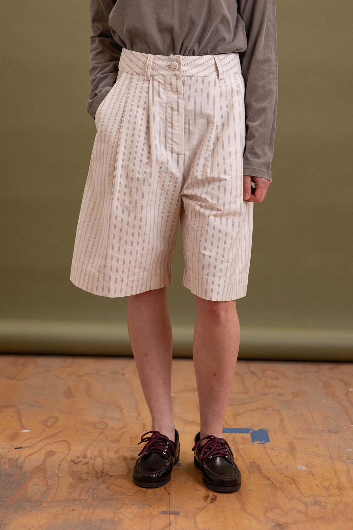 MARA SHORT IN ECRU/FAWN STRIPE