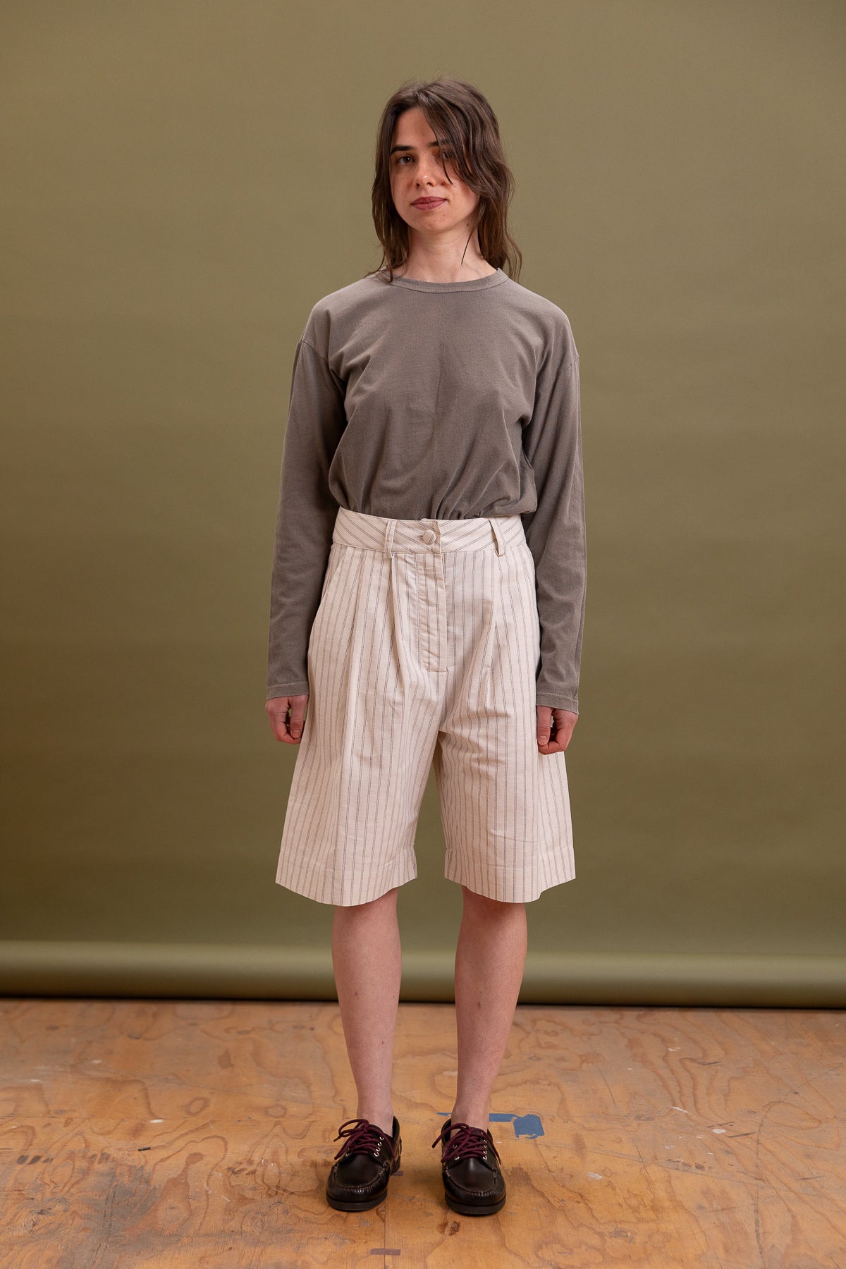 MARA SHORT IN ECRU/FAWN STRIPE