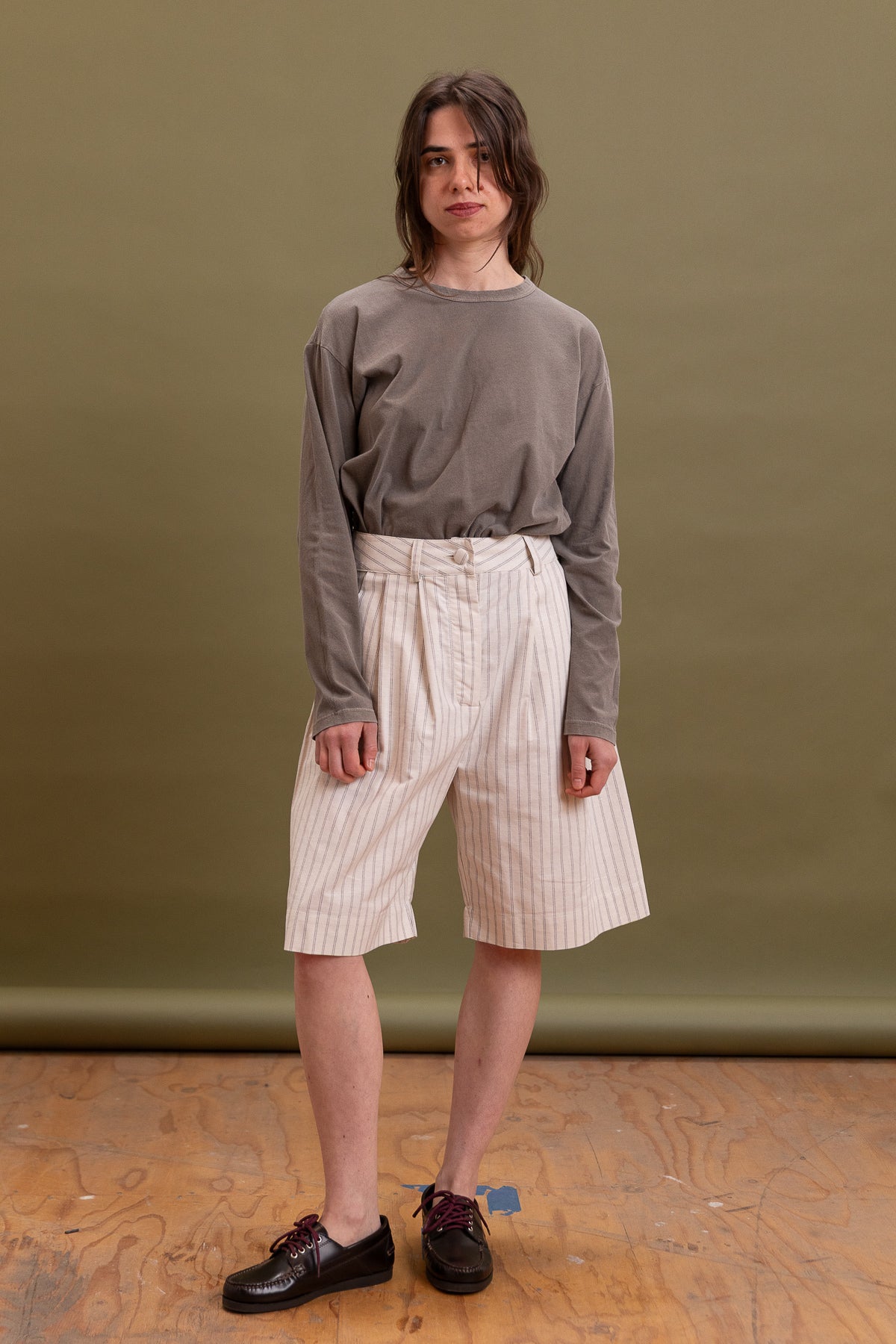 MARA SHORT IN ECRU/FAWN STRIPE