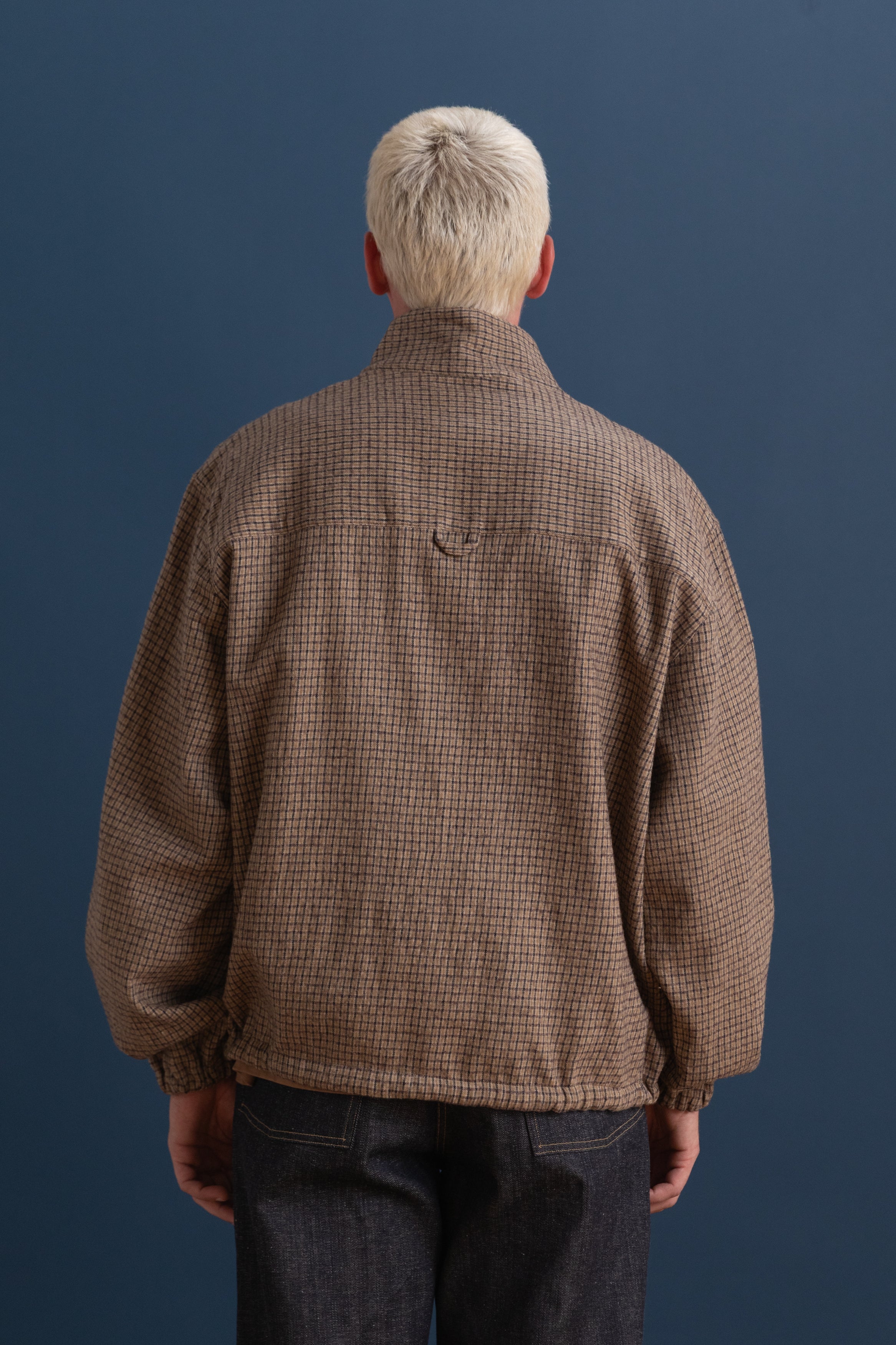 MILES PULLOVER IN BROWN CHECK JAPANESE COTTON/WOOL