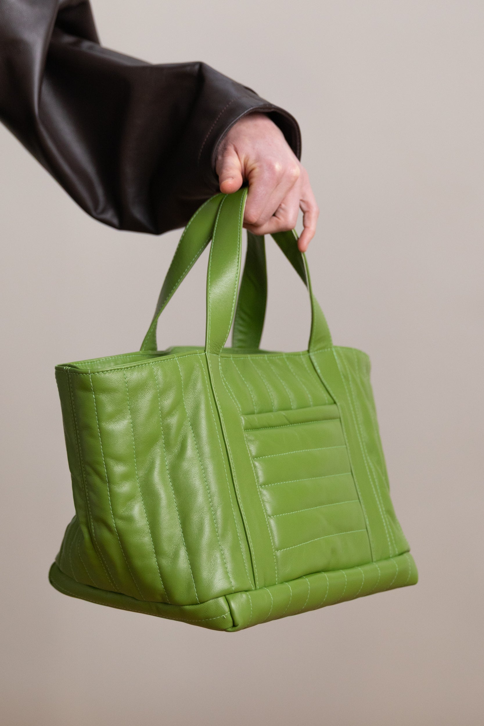 MINI TOTE BAG IN SPRING GREEN QUILTED NAPPA LEATHER