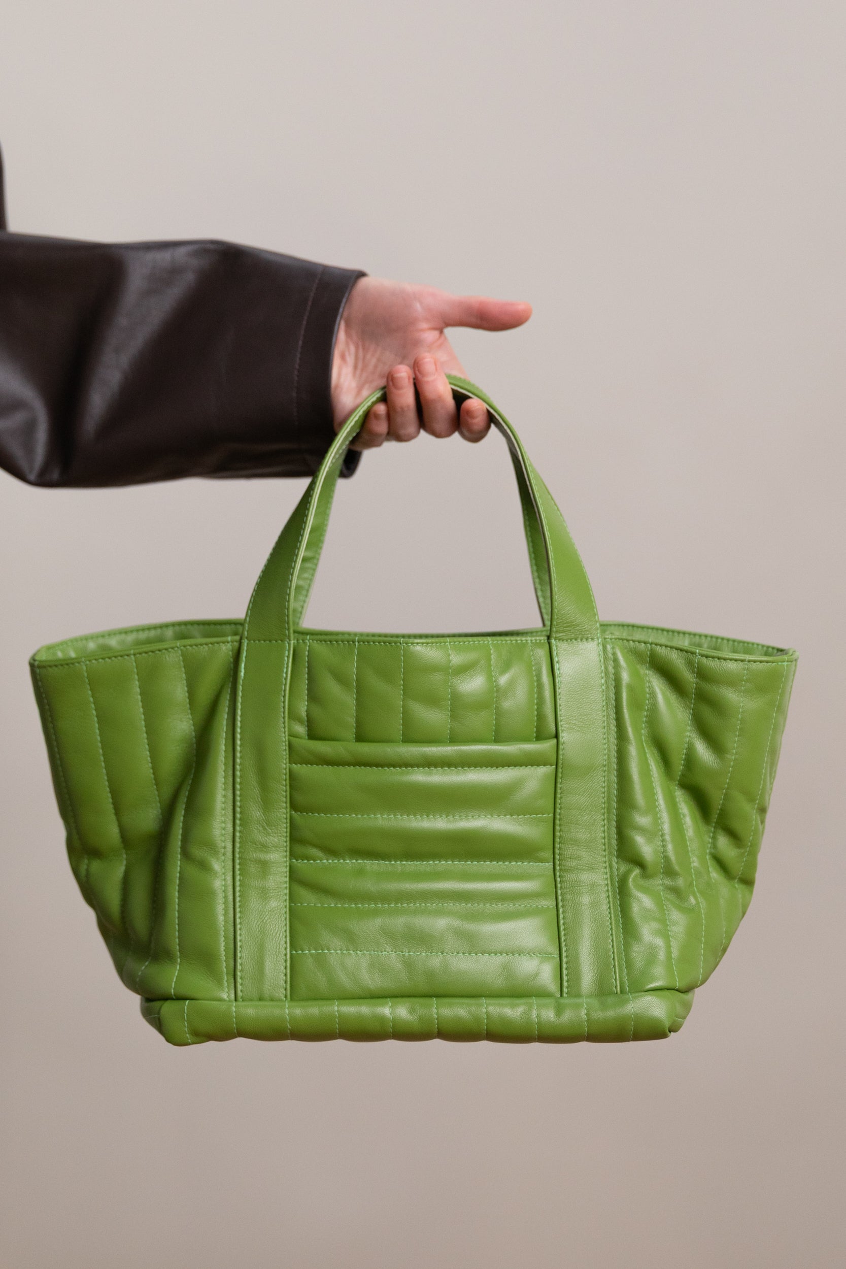 MINI TOTE BAG IN SPRING GREEN QUILTED NAPPA LEATHER