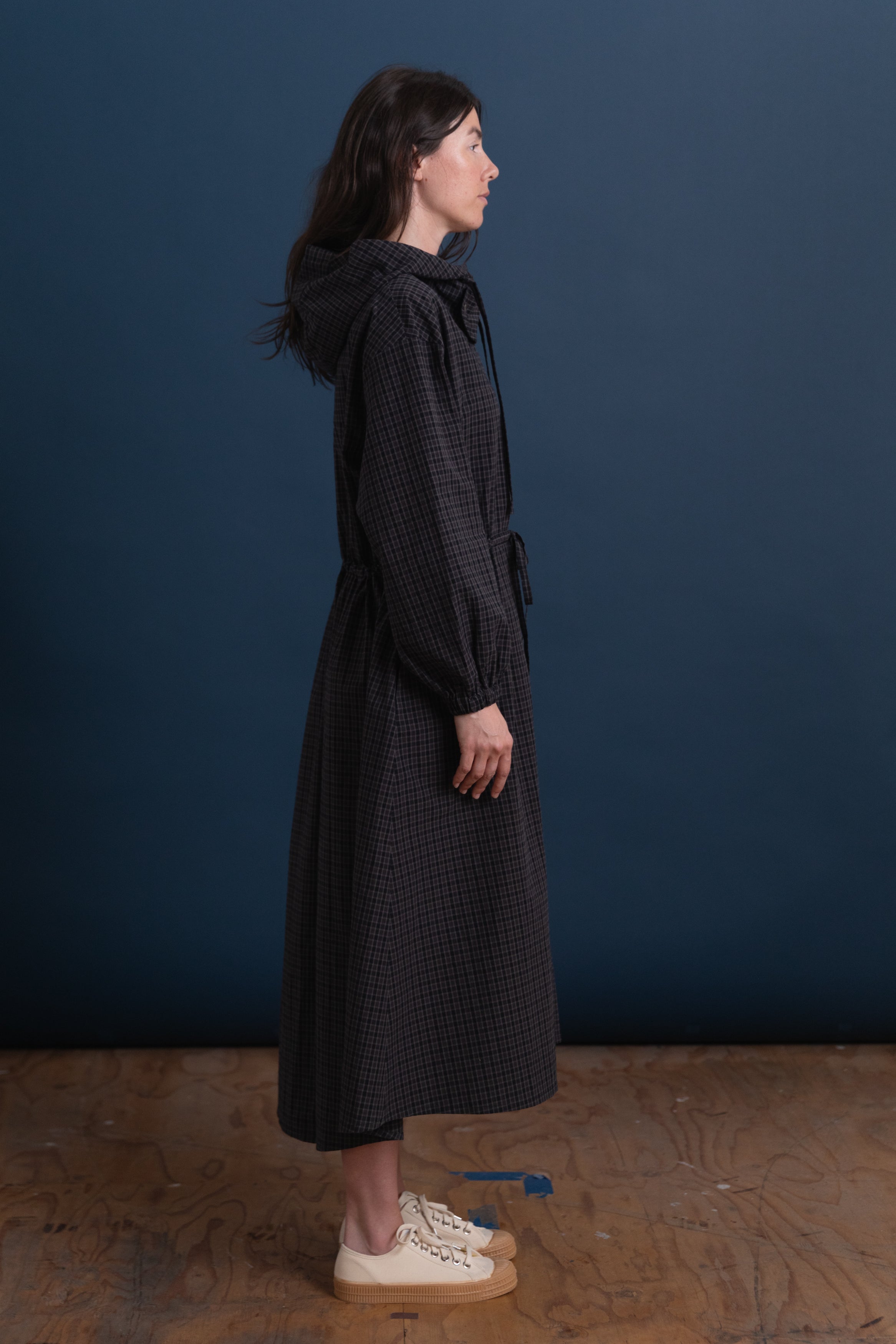 MONA PARKA DRESS IN COTTON MINI CHECK