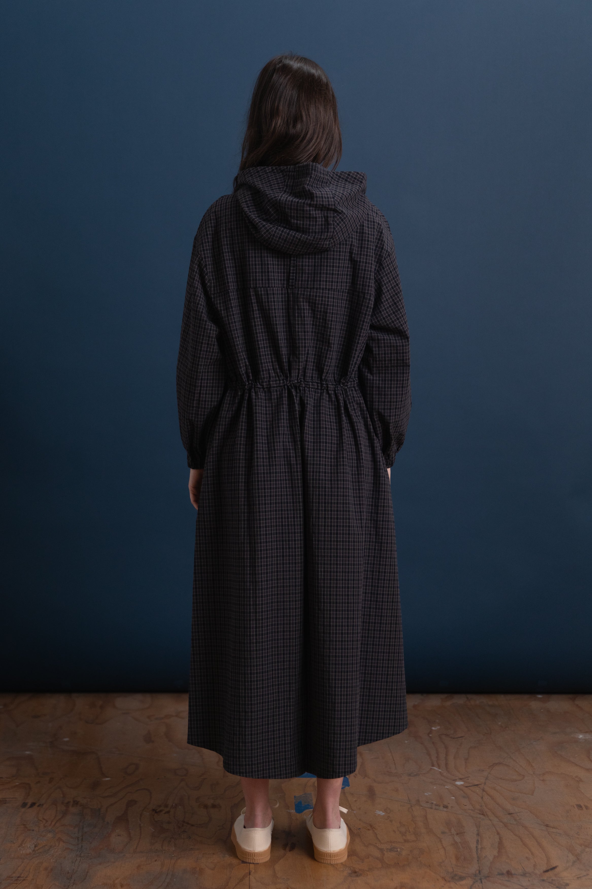 MONA PARKA DRESS IN COTTON MINI CHECK