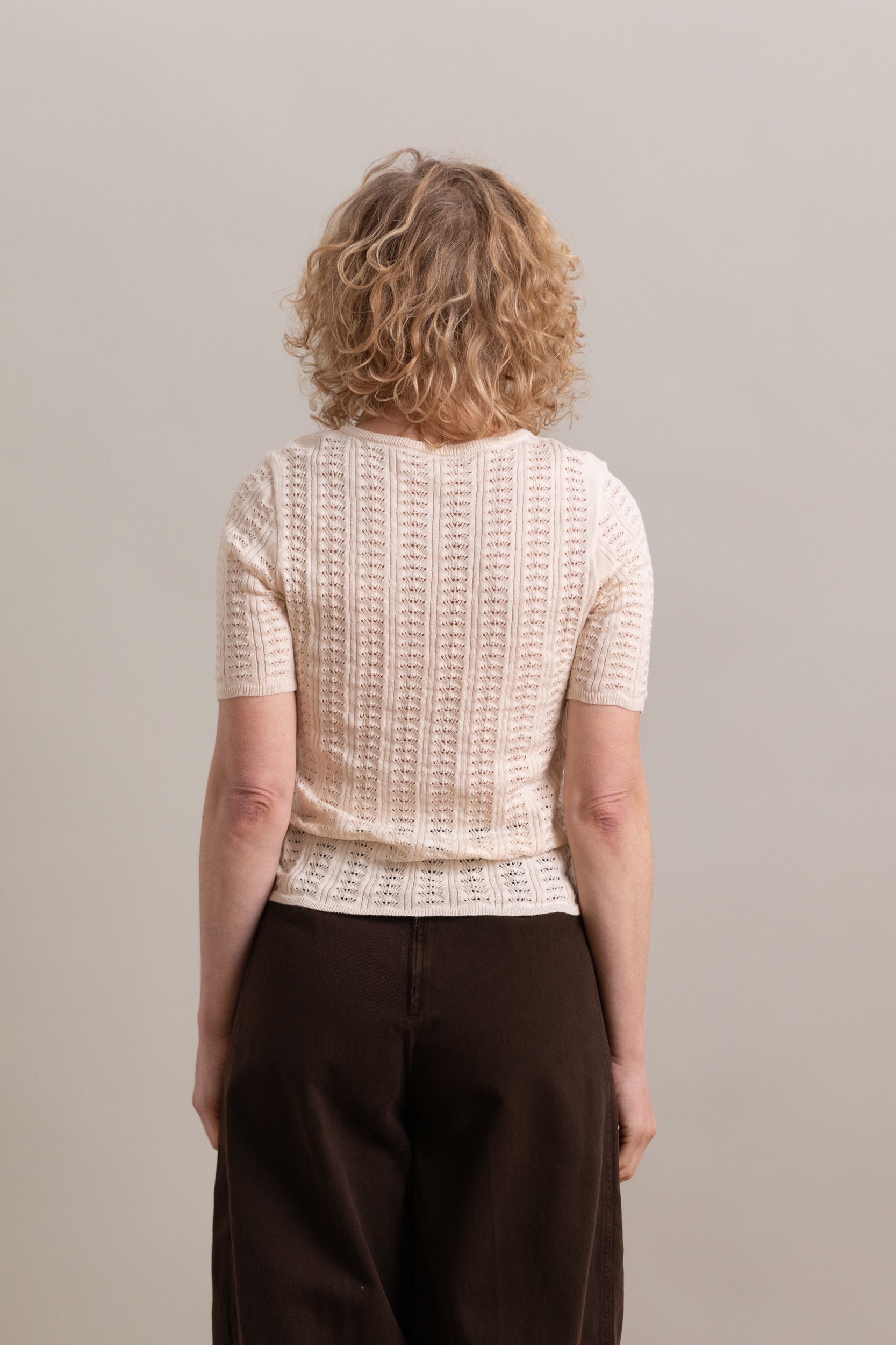 POINTELLE SHIRT IN CHALK COTTON CASHMERE