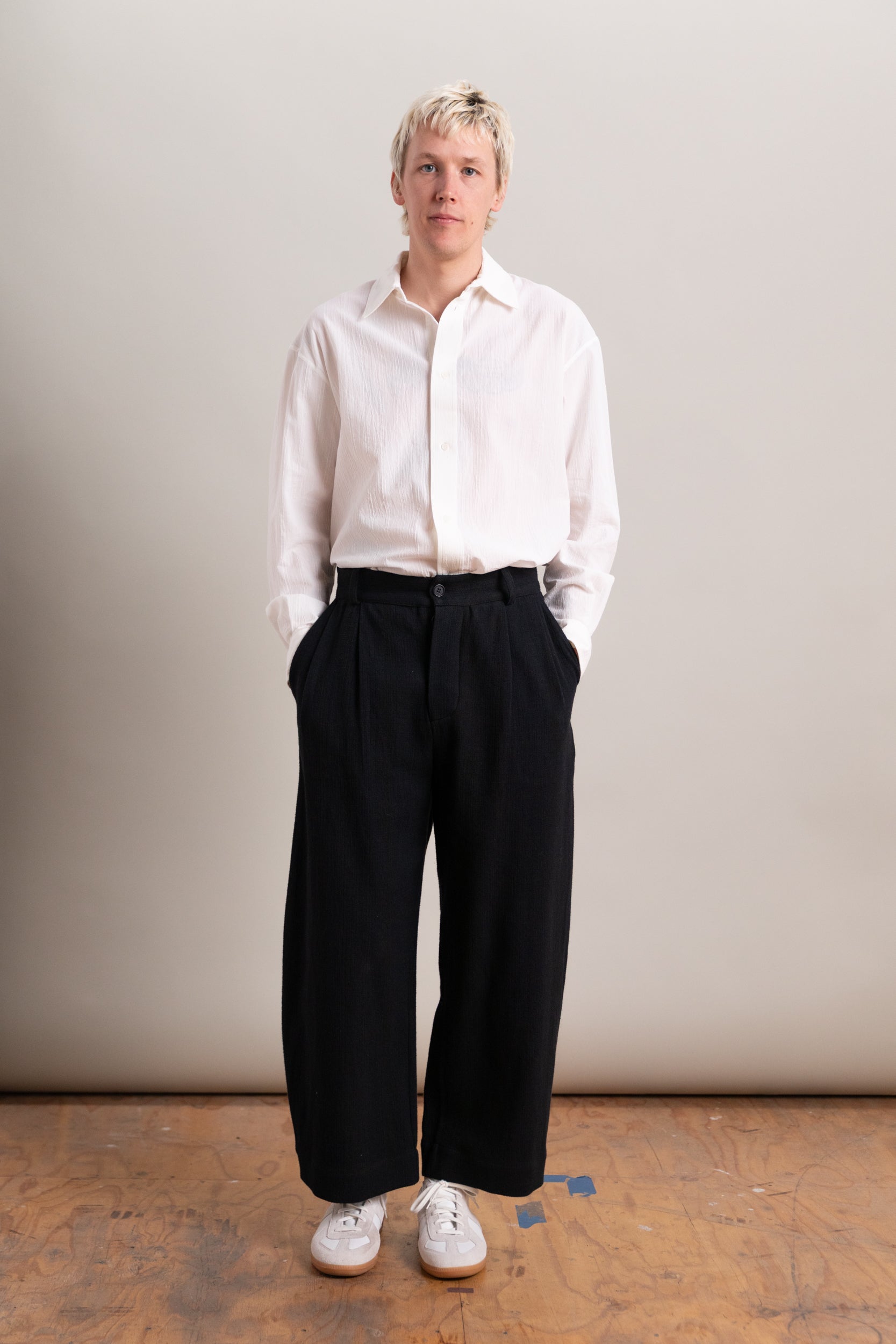 ROBBY TROUSER IN BLACK JAPANESE STITCH COTTON