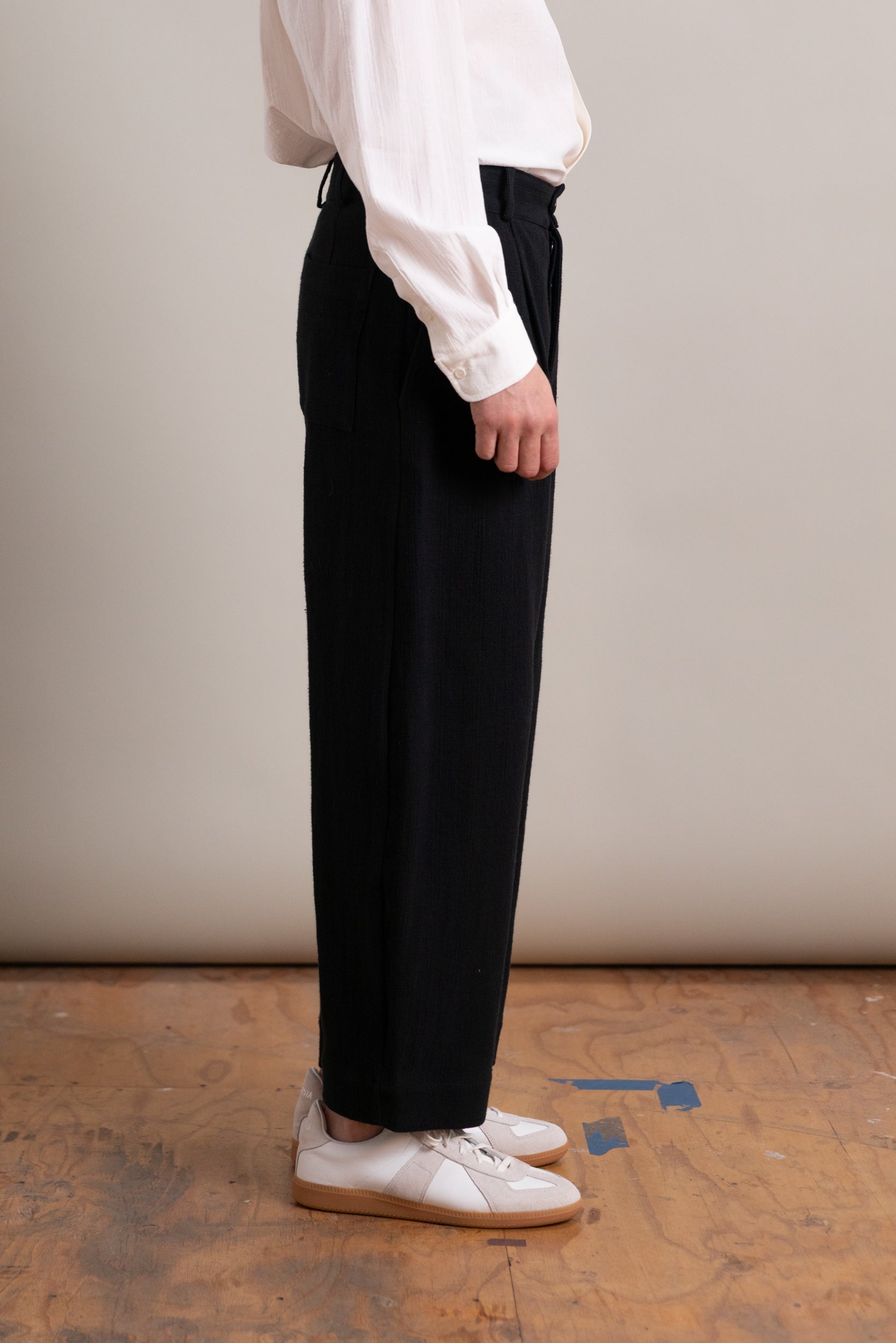 ROBBY TROUSER IN BLACK JAPANESE STITCH COTTON