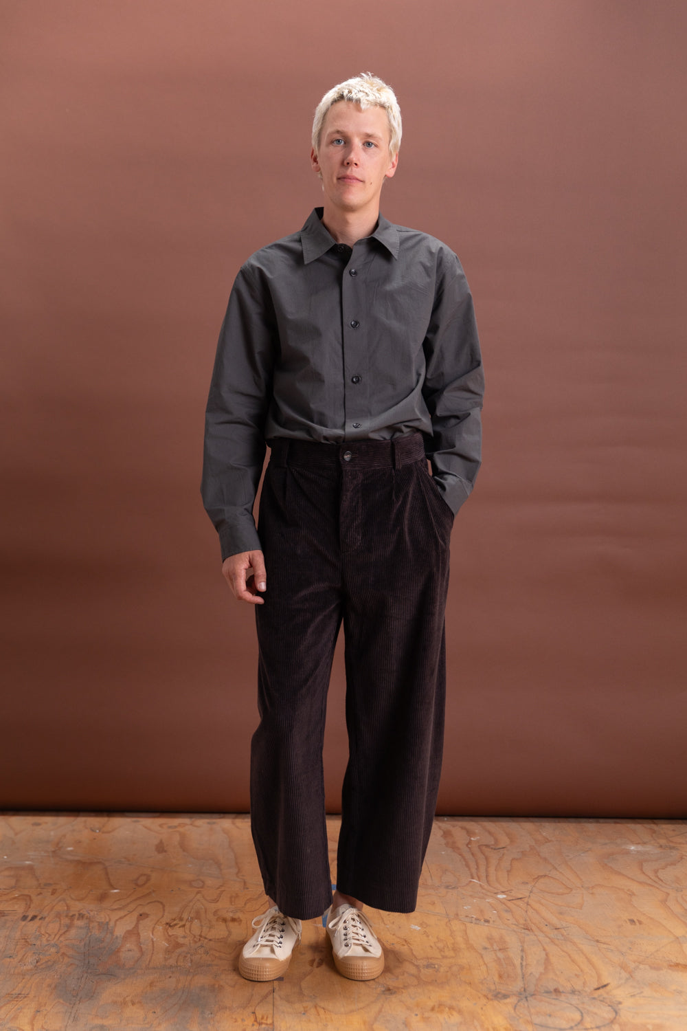 ROBBY TROUSER IN TAUPE JAPANESE TWO TONE COTTON CORDUROY