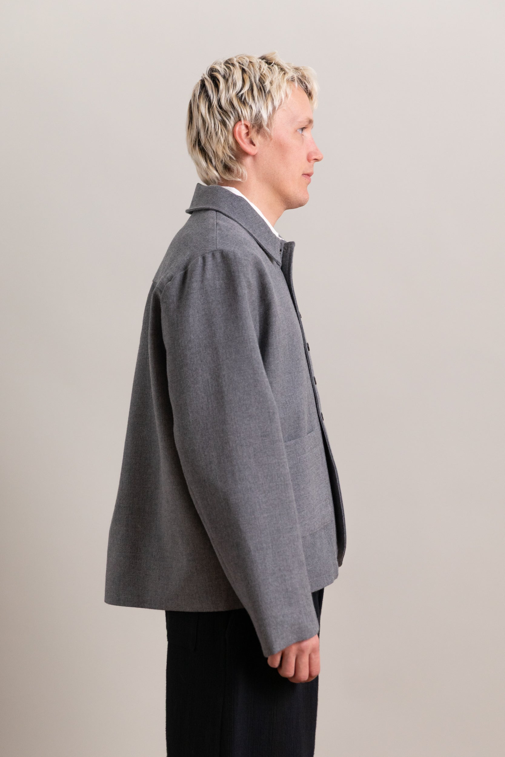 SANDY JACKET IN GREY BRITISH WOOL