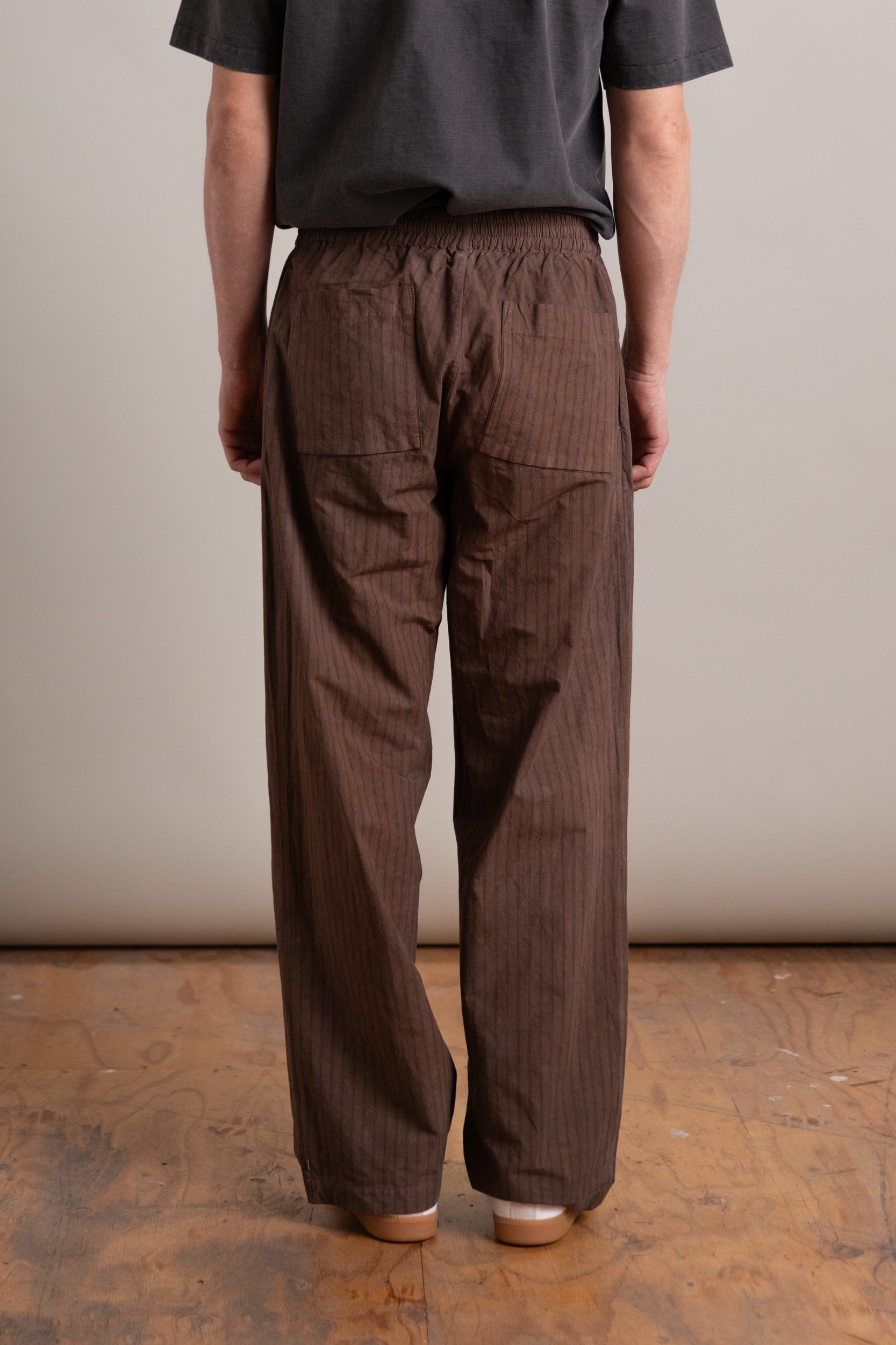 THEO TROUSER IN OVERDYED COTTON LINEN STRIPE