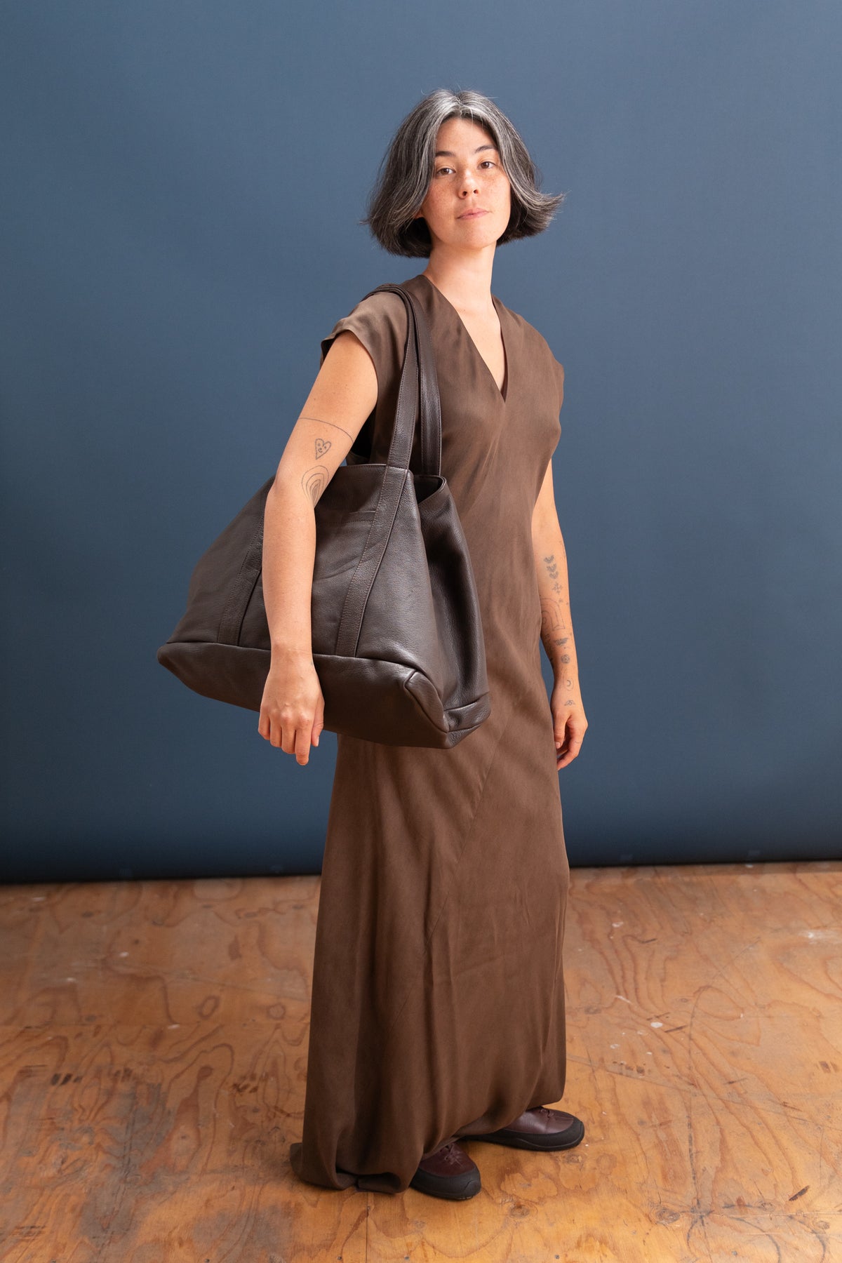 TOTE BAG IN BROWN SAPPLE GOAT