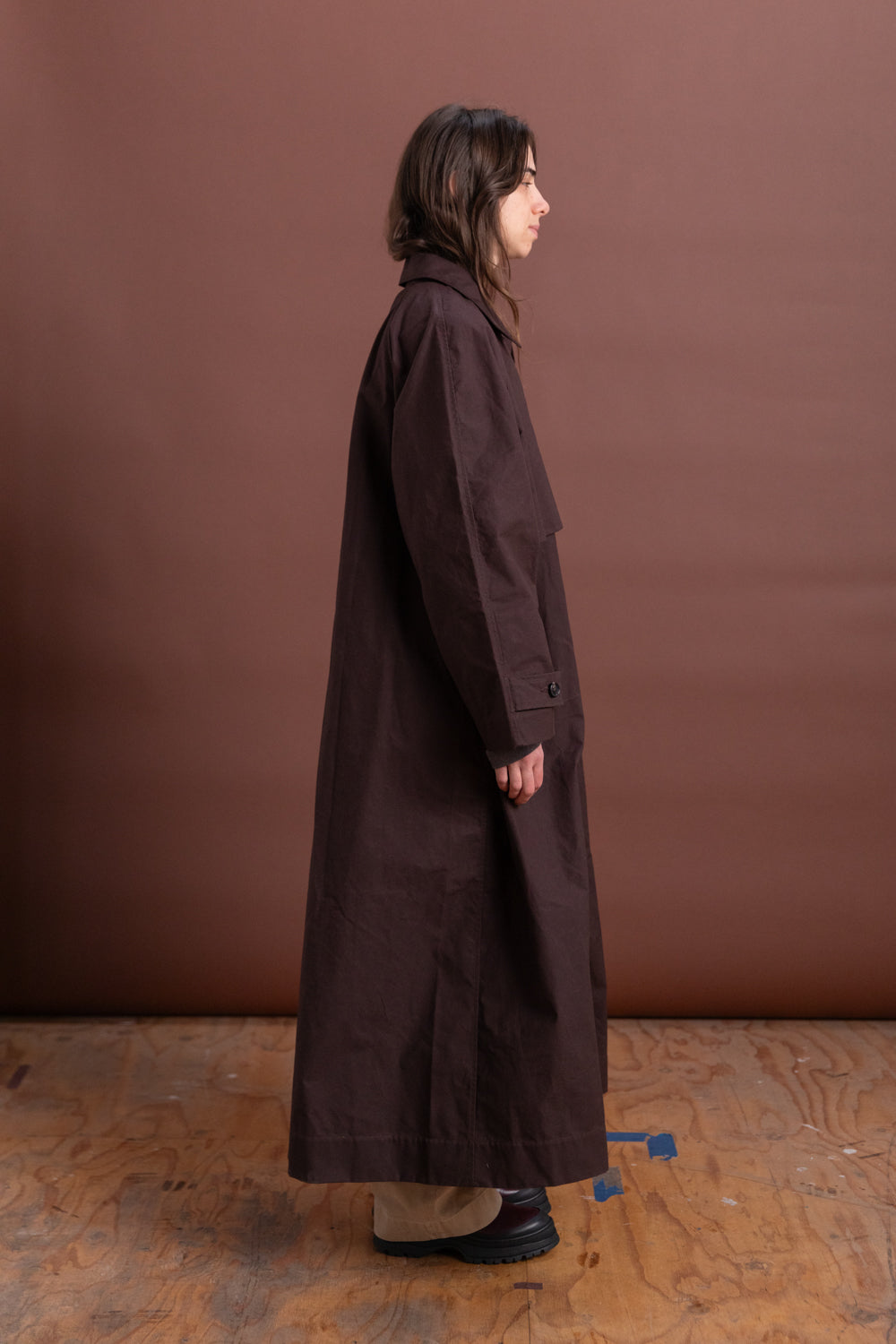 WICKHAM MAC IN DARK MULBERRY BRITISH DRY OILSKIN