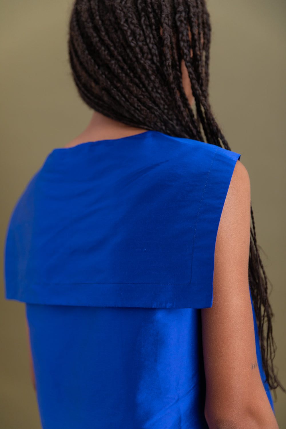 JEAN TOP IN COBALT SILK TAFFETA