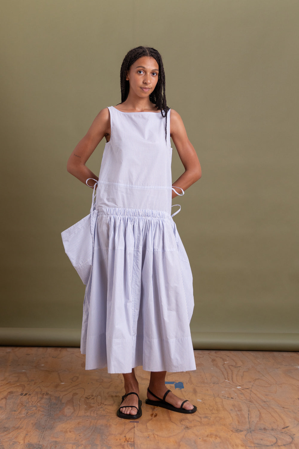 ELSA DRESS IN RIVIERA STRIPED COTTON