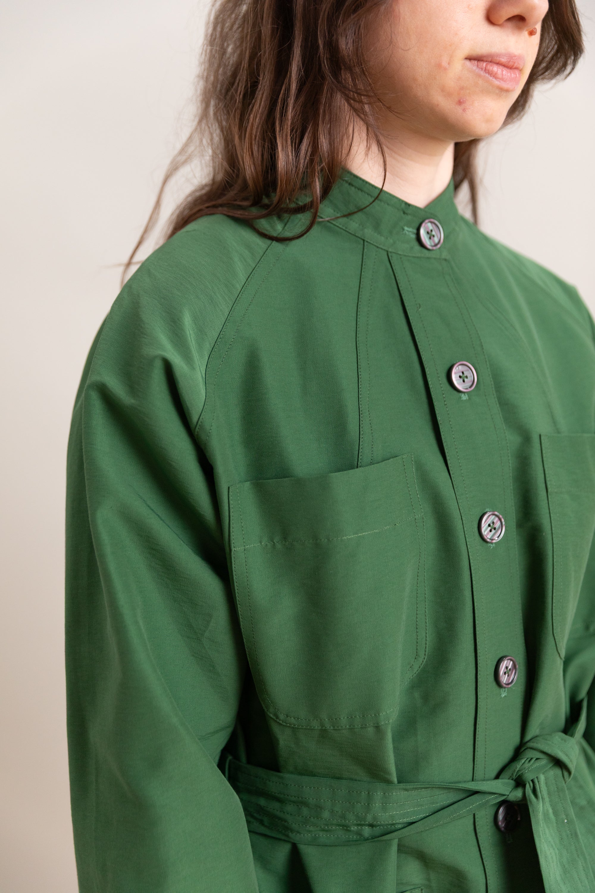 KIWA JACKET IN GREEN GROSGRAIN