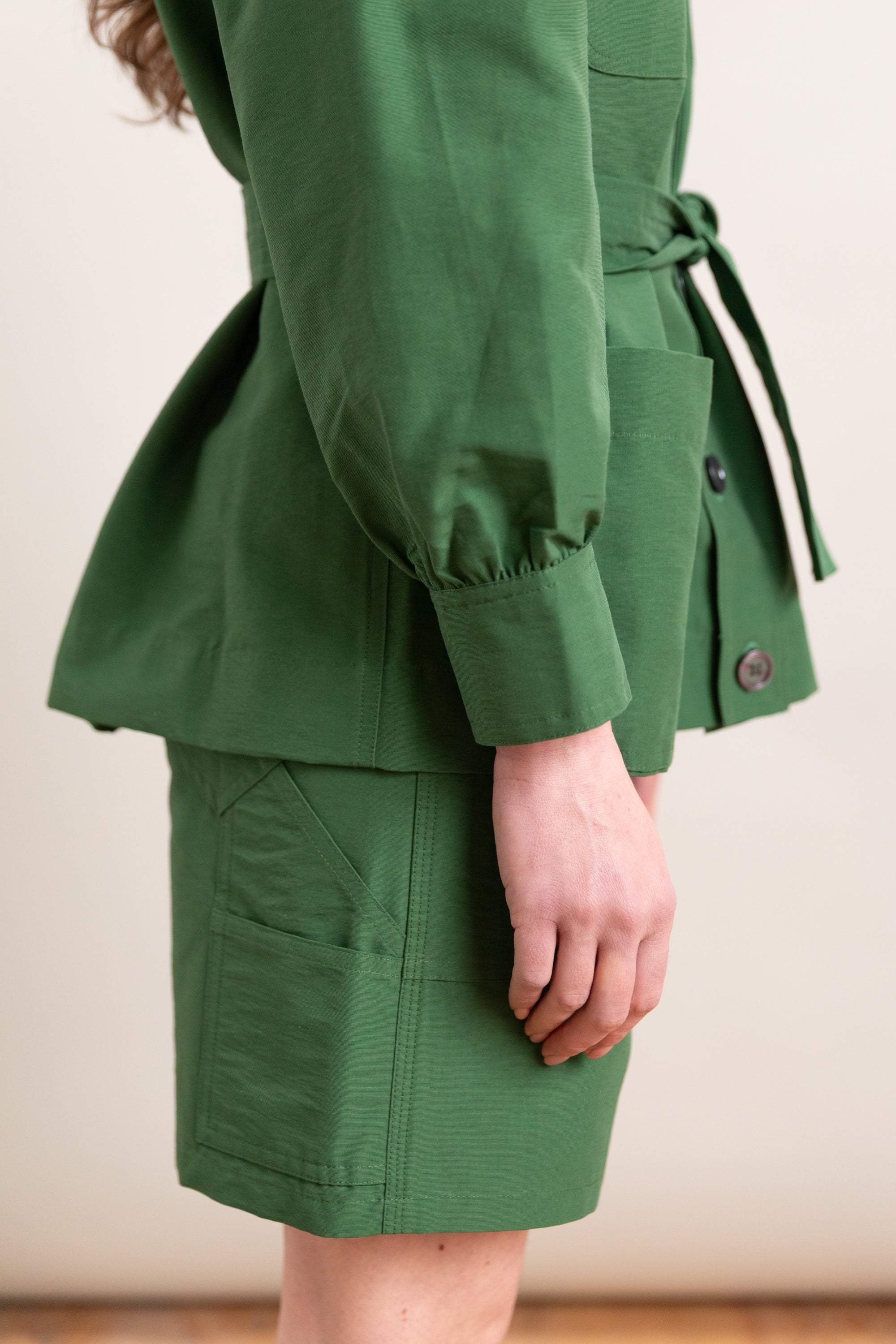 KIWA JACKET IN GREEN GROSGRAIN