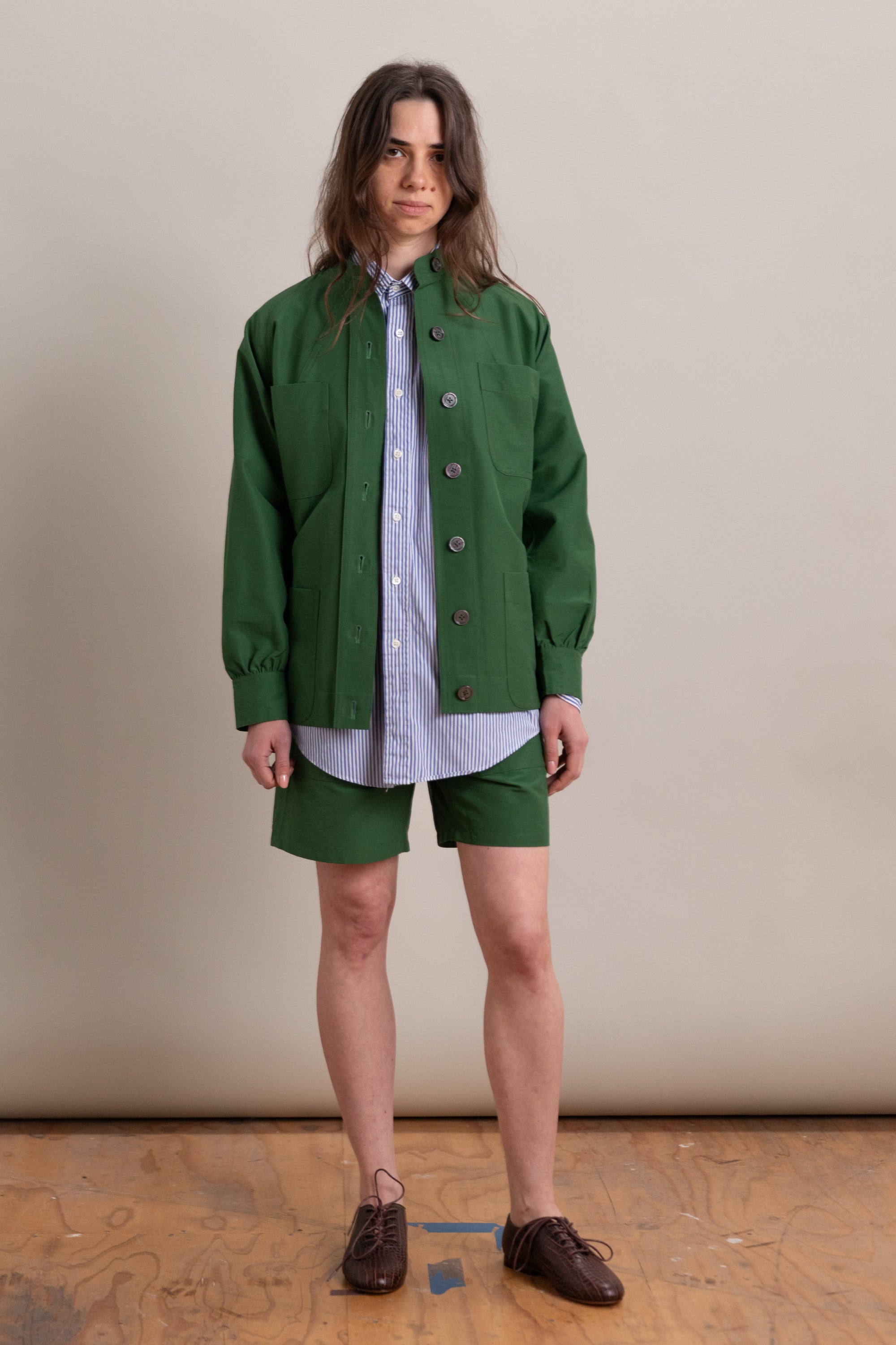 KIWA JACKET IN GREEN GROSGRAIN